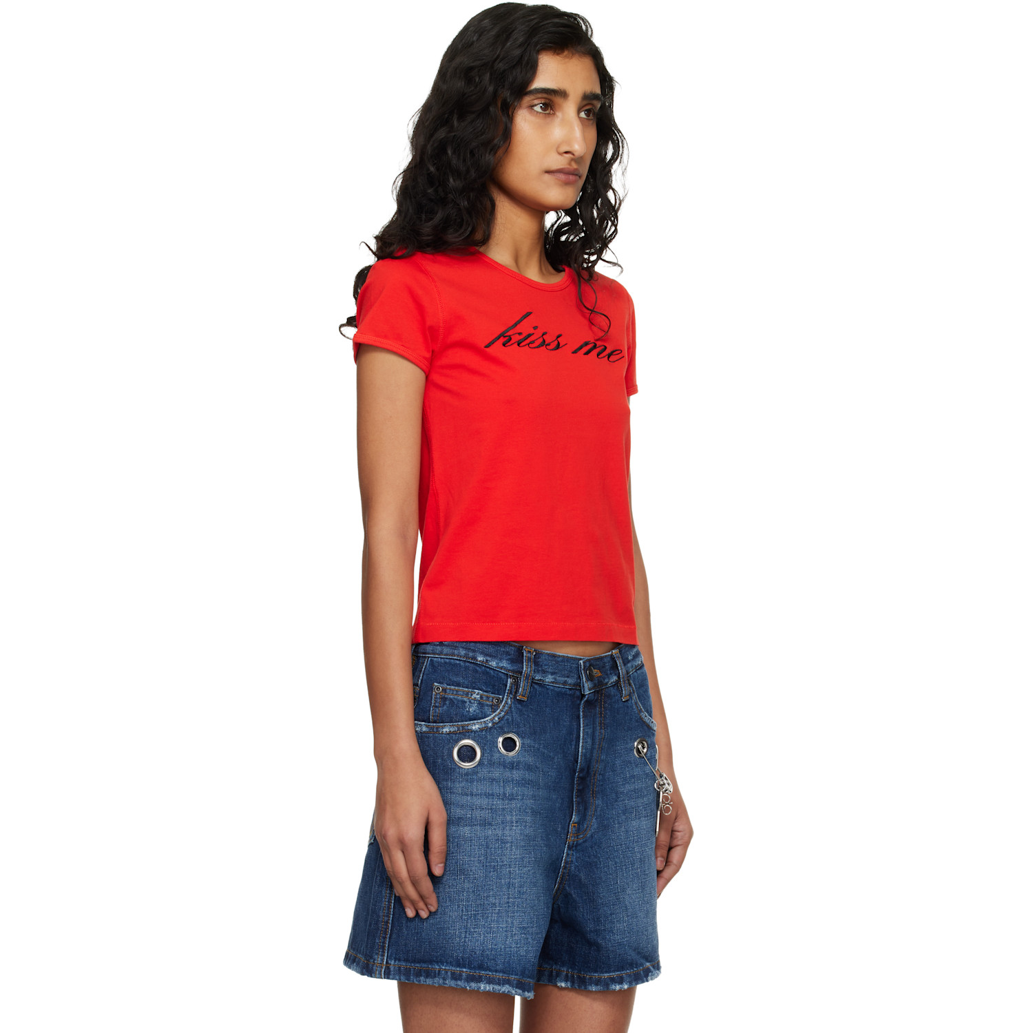  Marc Jacobs Red 'kiss Me' Shrunken T-shirt 