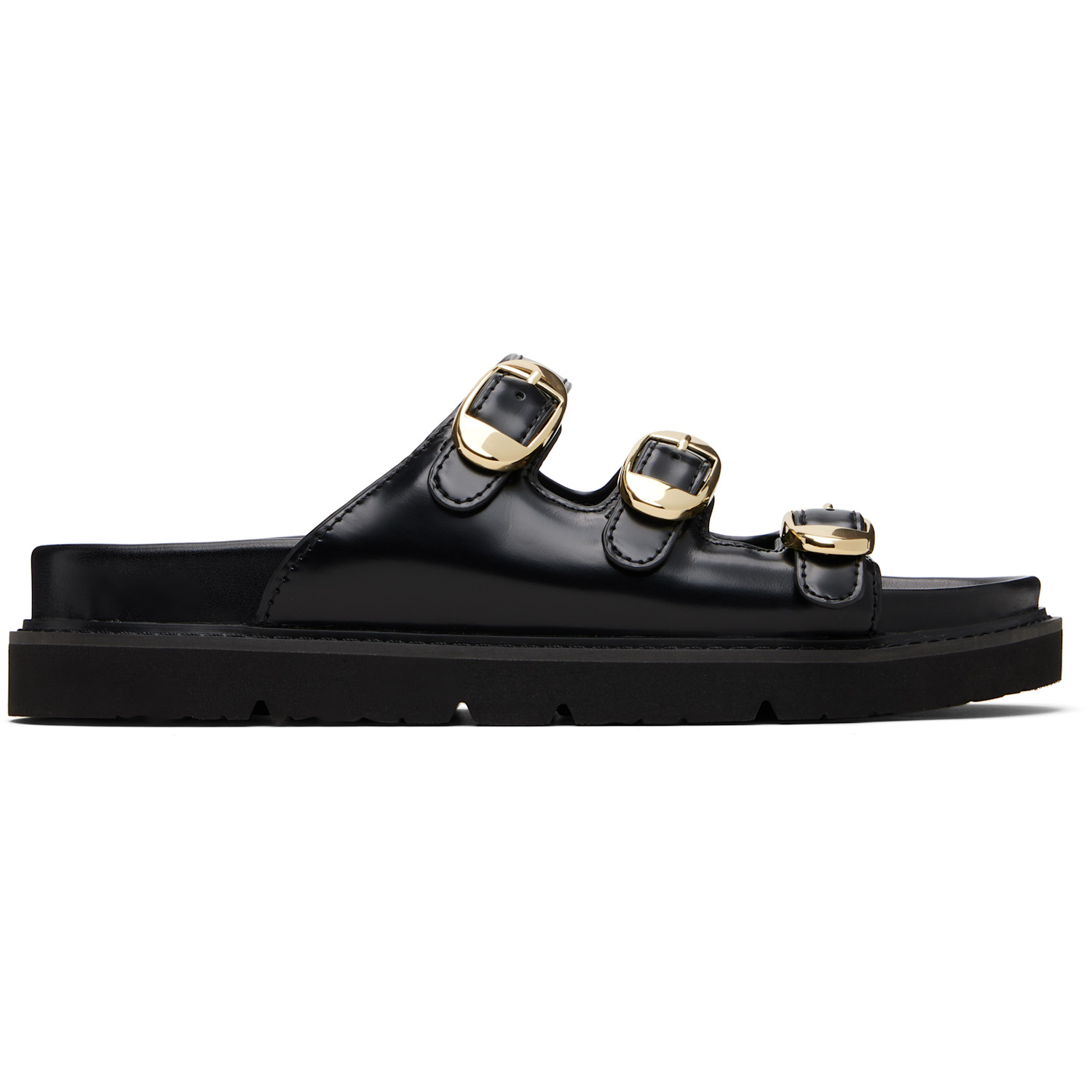 Marc Jacobs Black 'The Leather Kiki' Slide Sandals