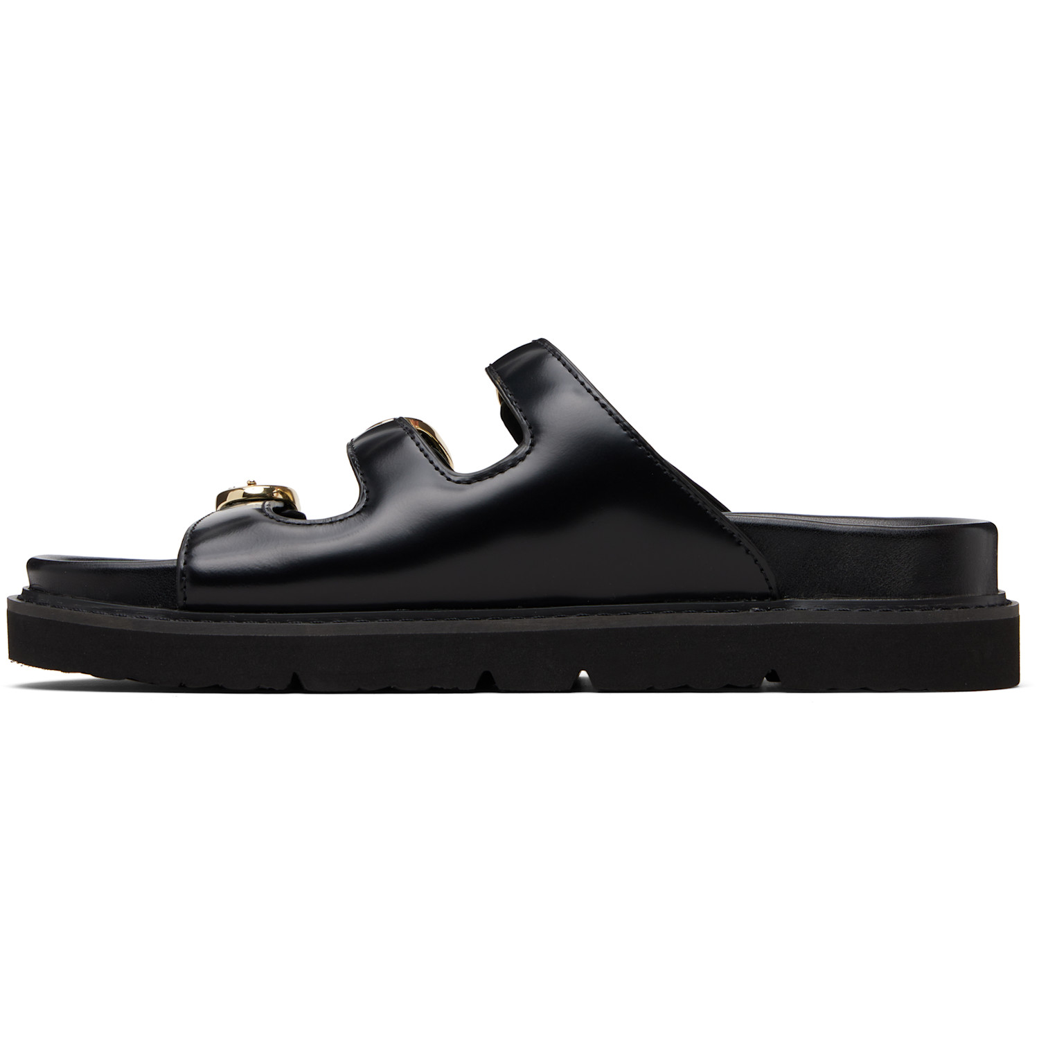  Marc Jacobs Black 'the Leather Kiki' Slide Sandals 