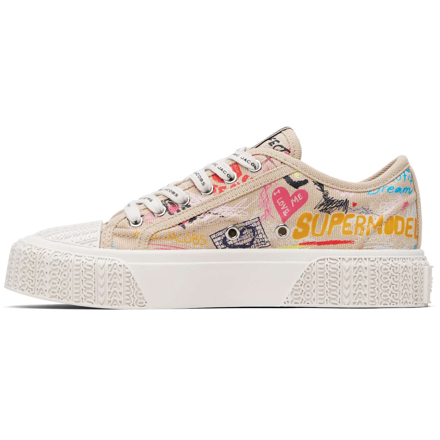  Marc Jacobs Beige 'the Punk Scribble' Sneakers 
