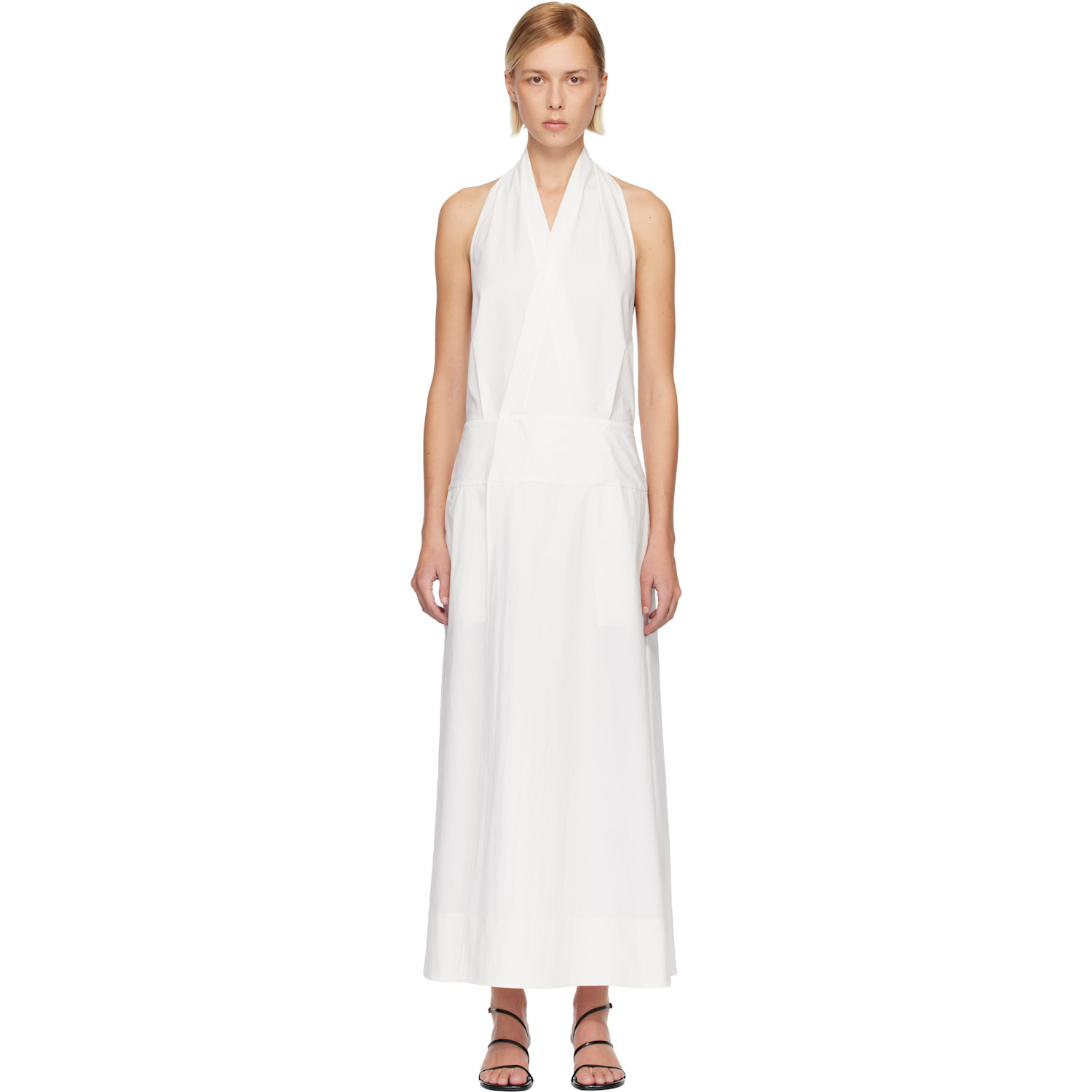 St. Agni White Halter Wrap Midi Dress