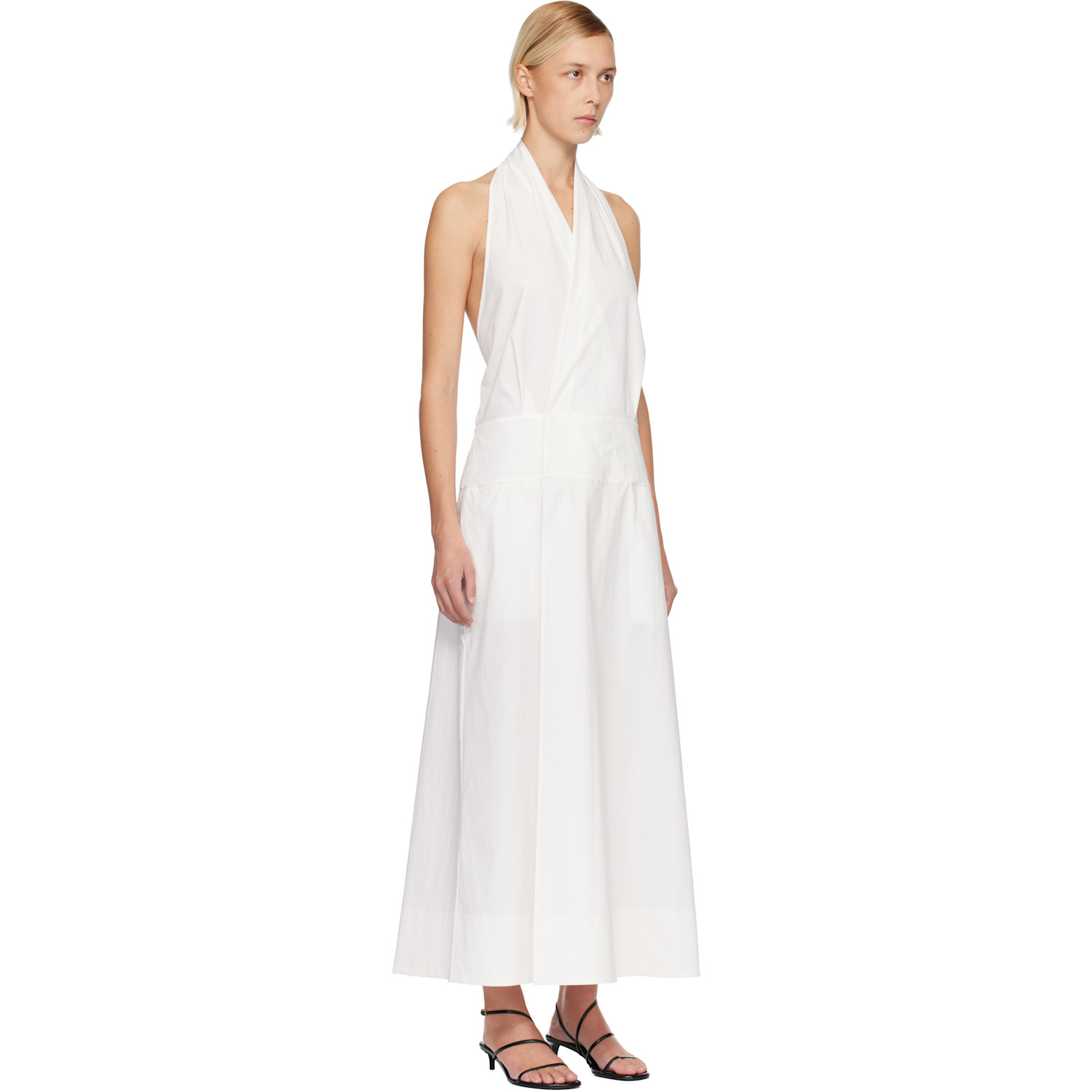  St. Agni White Halter Wrap Midi Dress 