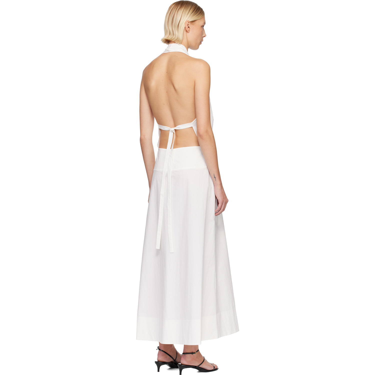  St. Agni White Halter Wrap Midi Dress 