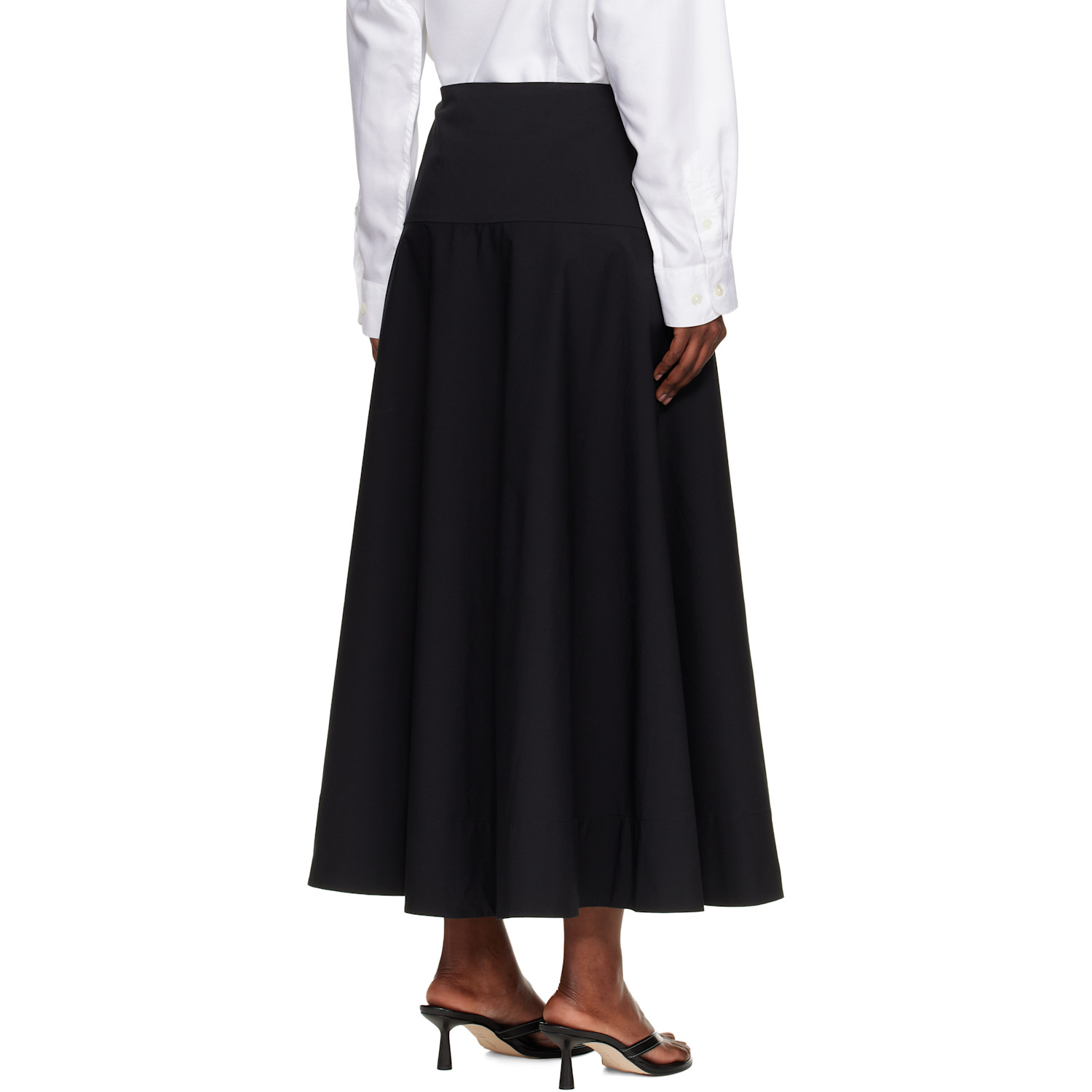  St. Agni Black Cotton Circle Hem Maxi Skirt 