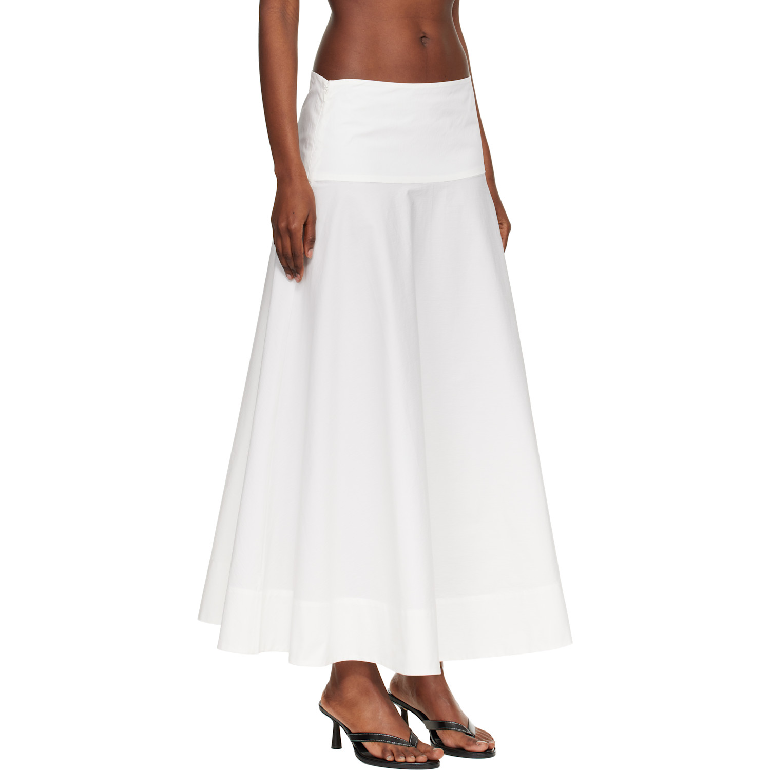  St. Agni White Cotton Circle Hem Maxi Skirt 