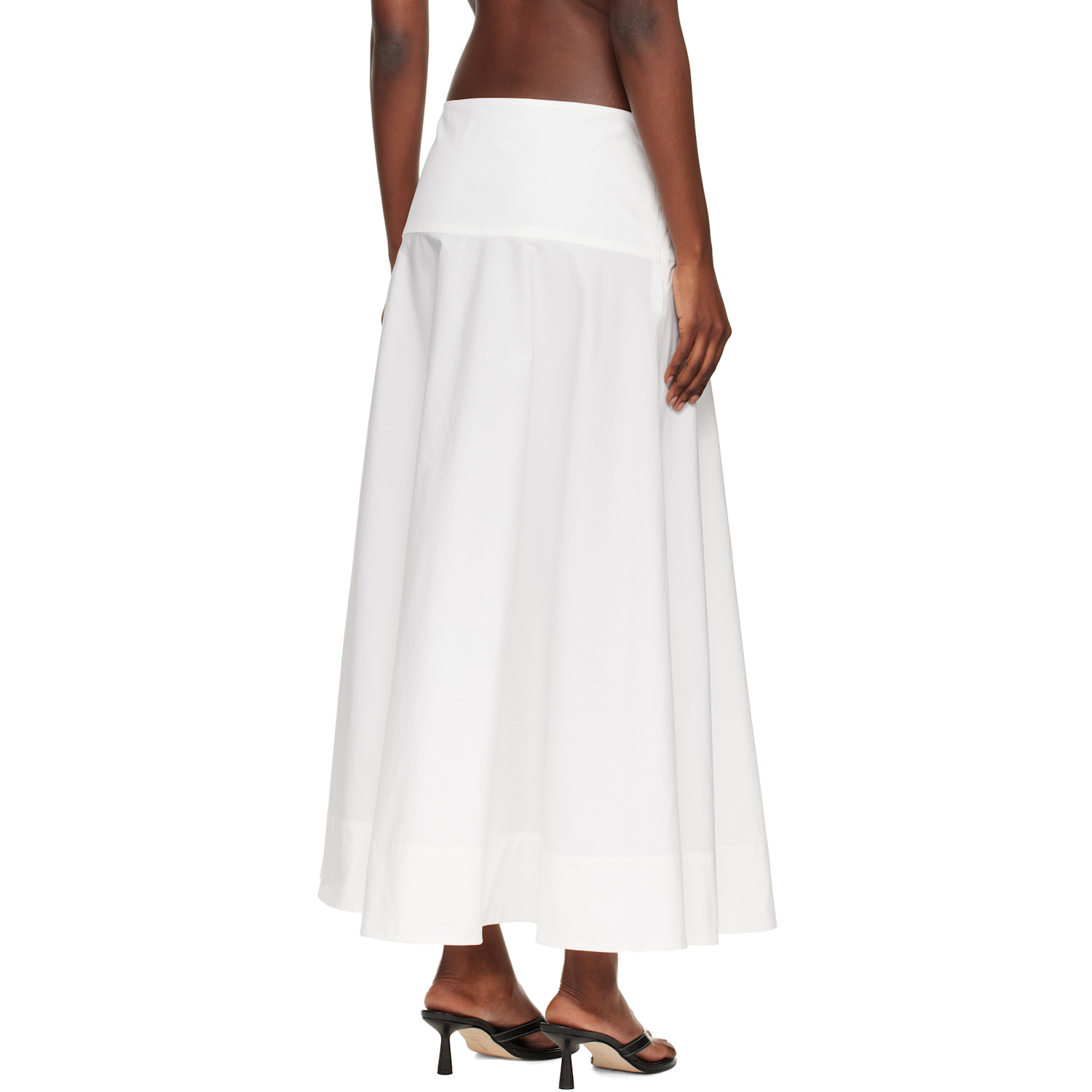  St. Agni White Cotton Circle Hem Maxi Skirt 