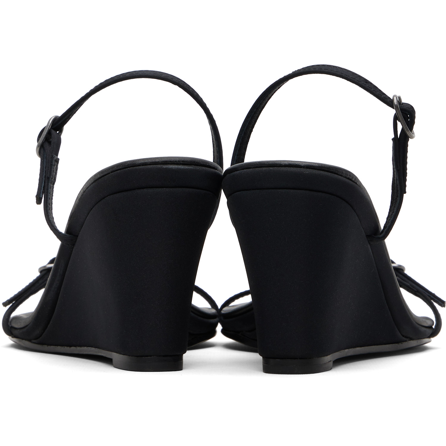  St. Agni Black Petit Belt Detail Wedge Heeled Sandals 