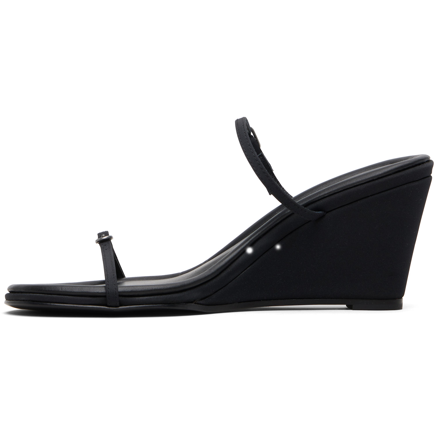  St. Agni Black Petit Belt Detail Wedge Heeled Sandals 