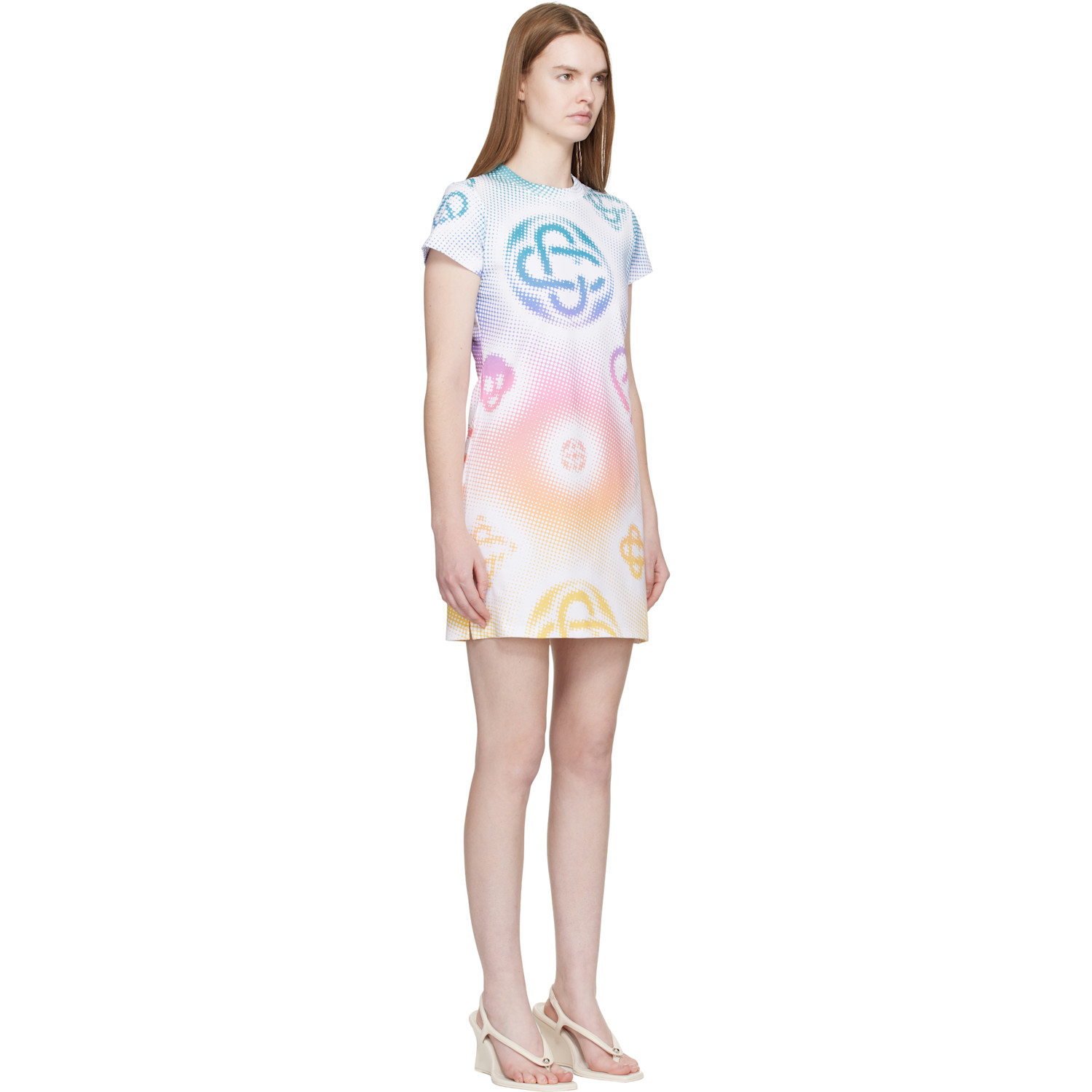  Casablanca Multicolor Halftone Logo T‑shirt Minidress 