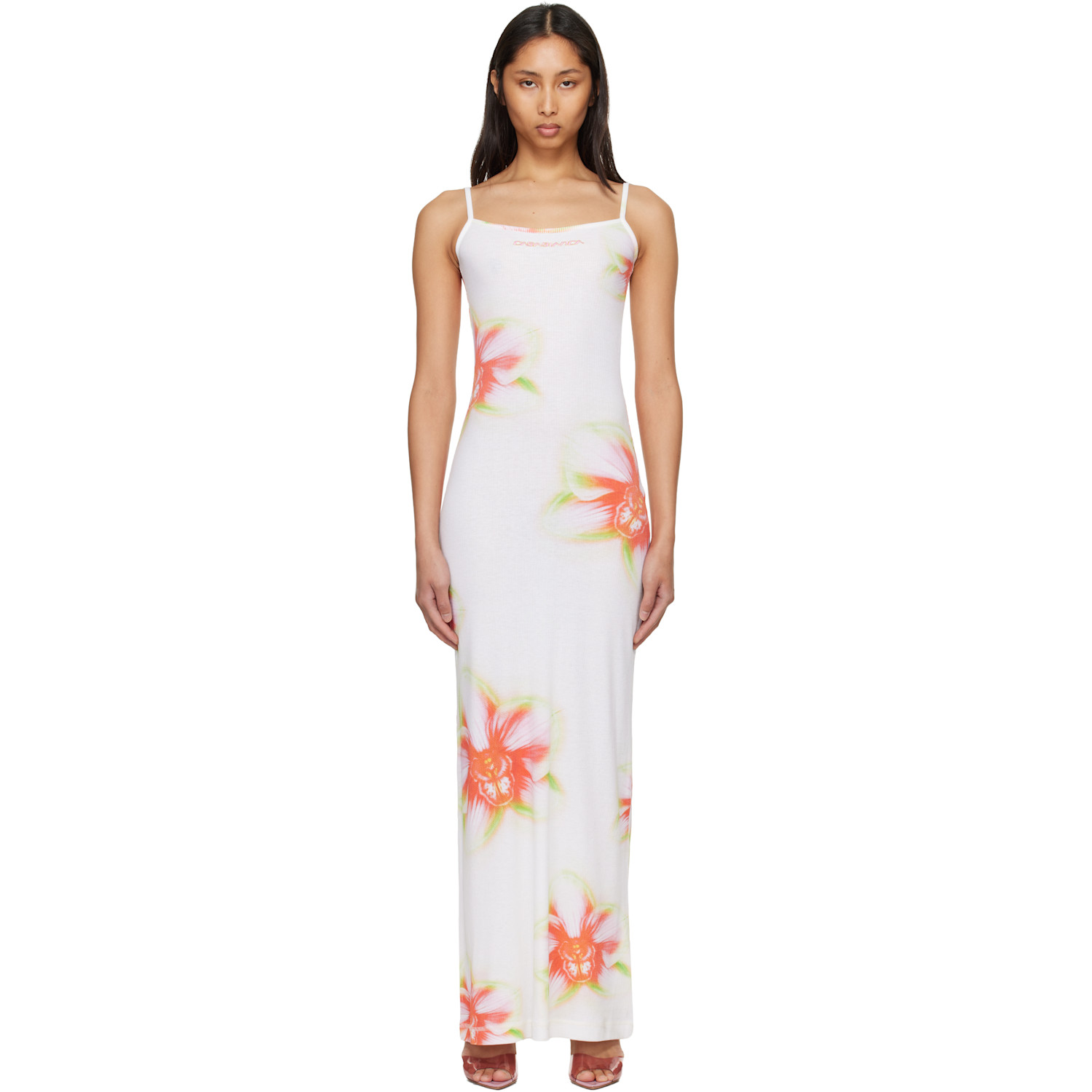 Casablanca Off-White Glitch Orchid Soft Ribbed Maxi Dress