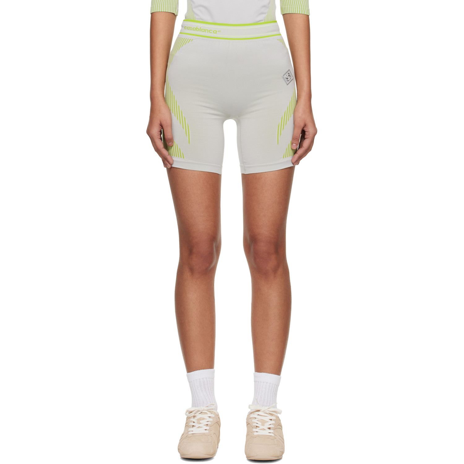 Casablanca Gray & Green Seamless Shorts