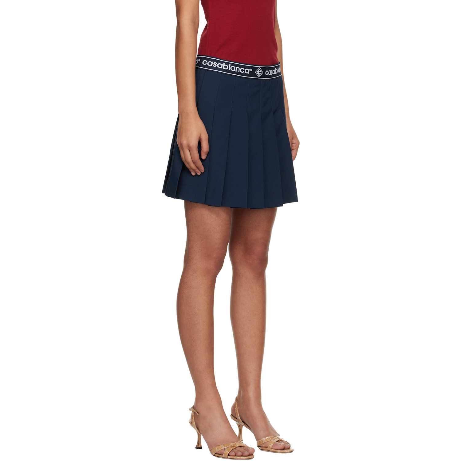  Casablanca Navy Pleated Miniskirt 