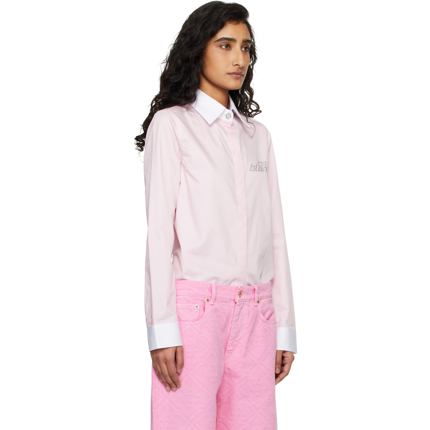  Casablanca Pink Crystal Logo Shirt 