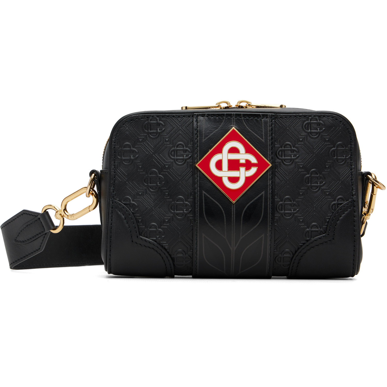 Casablanca Black Monogram Crossbody Bag
