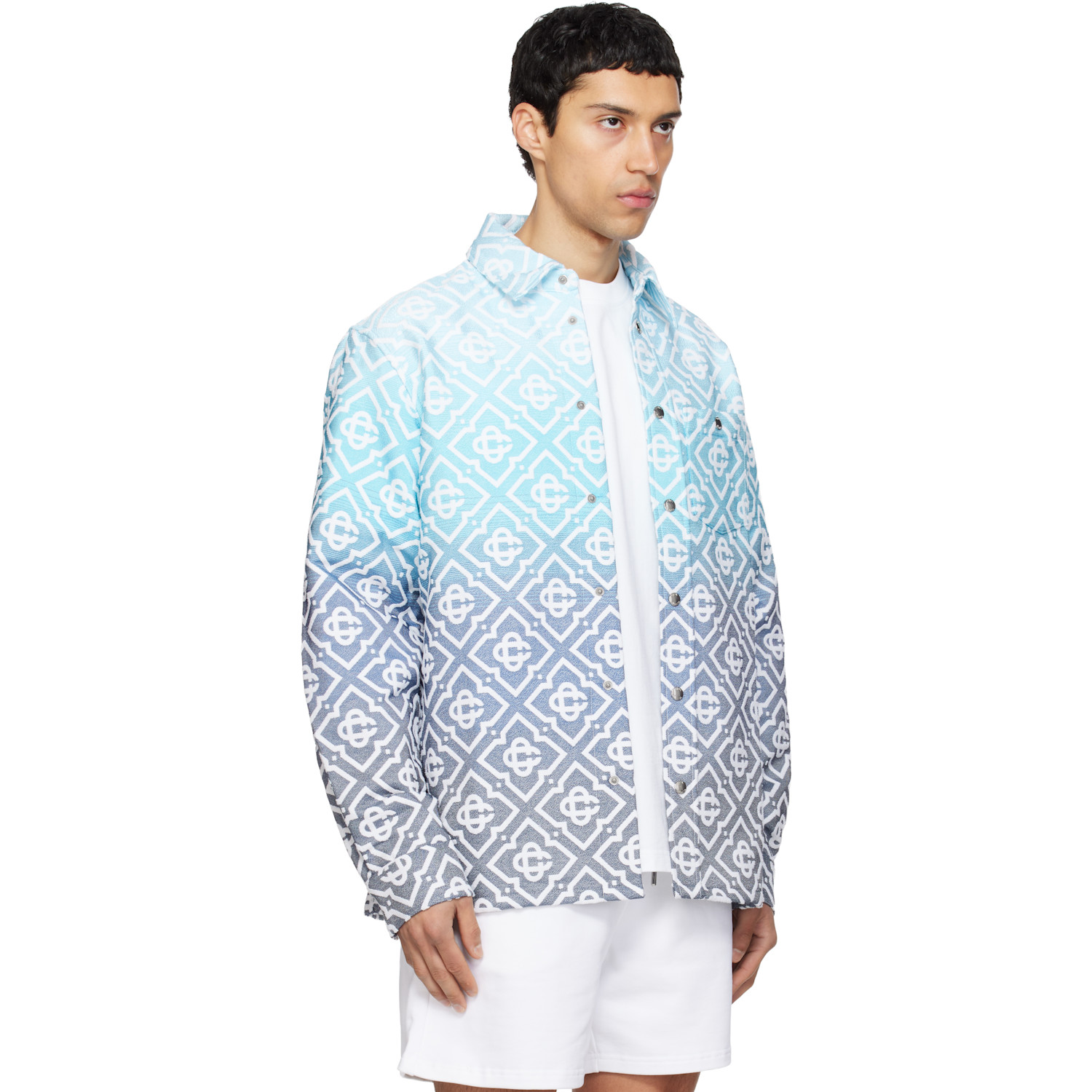  Casablanca Blue Monogram Gradient Jacquard Jacket 