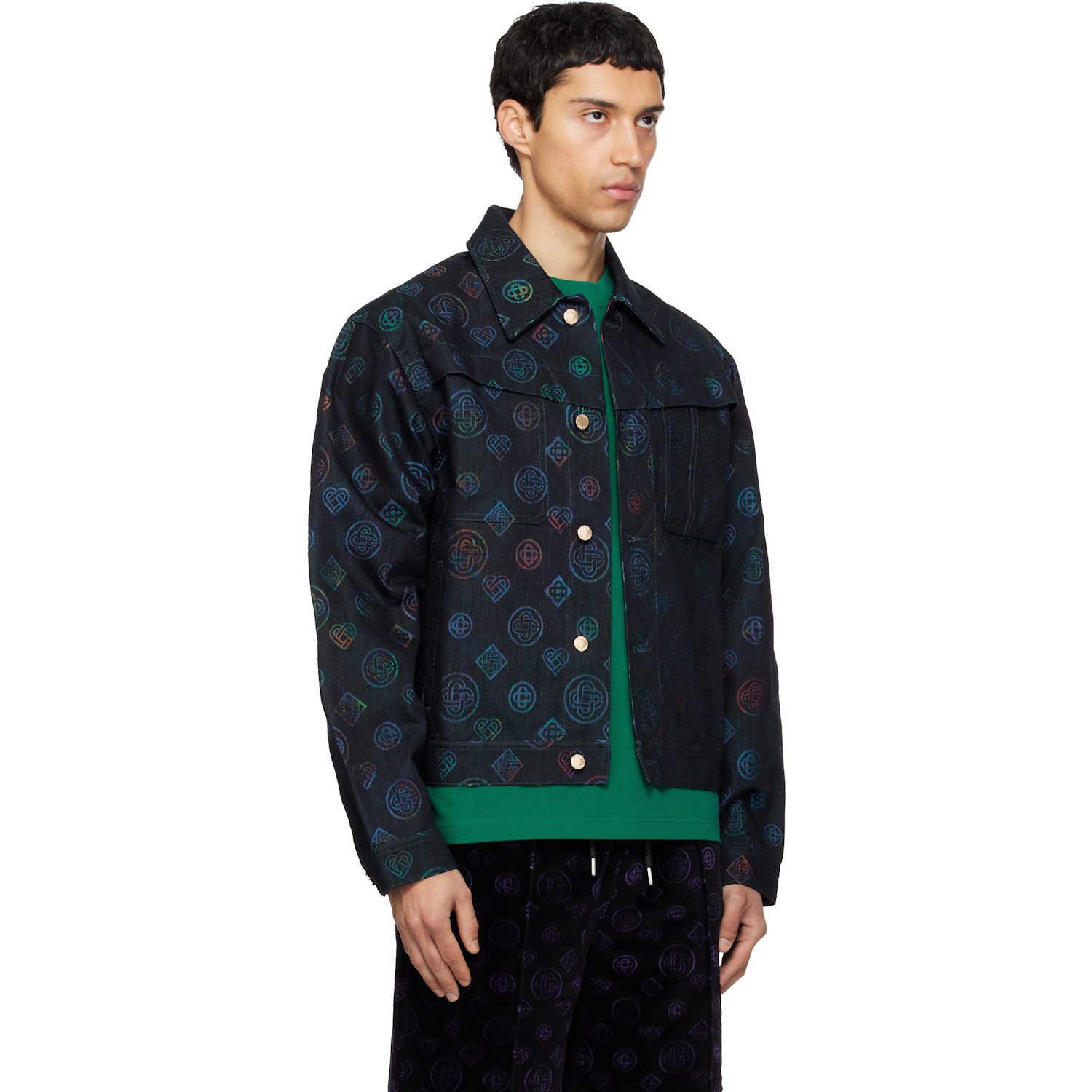  Casablanca Navy Heatmap Denim Jacket 