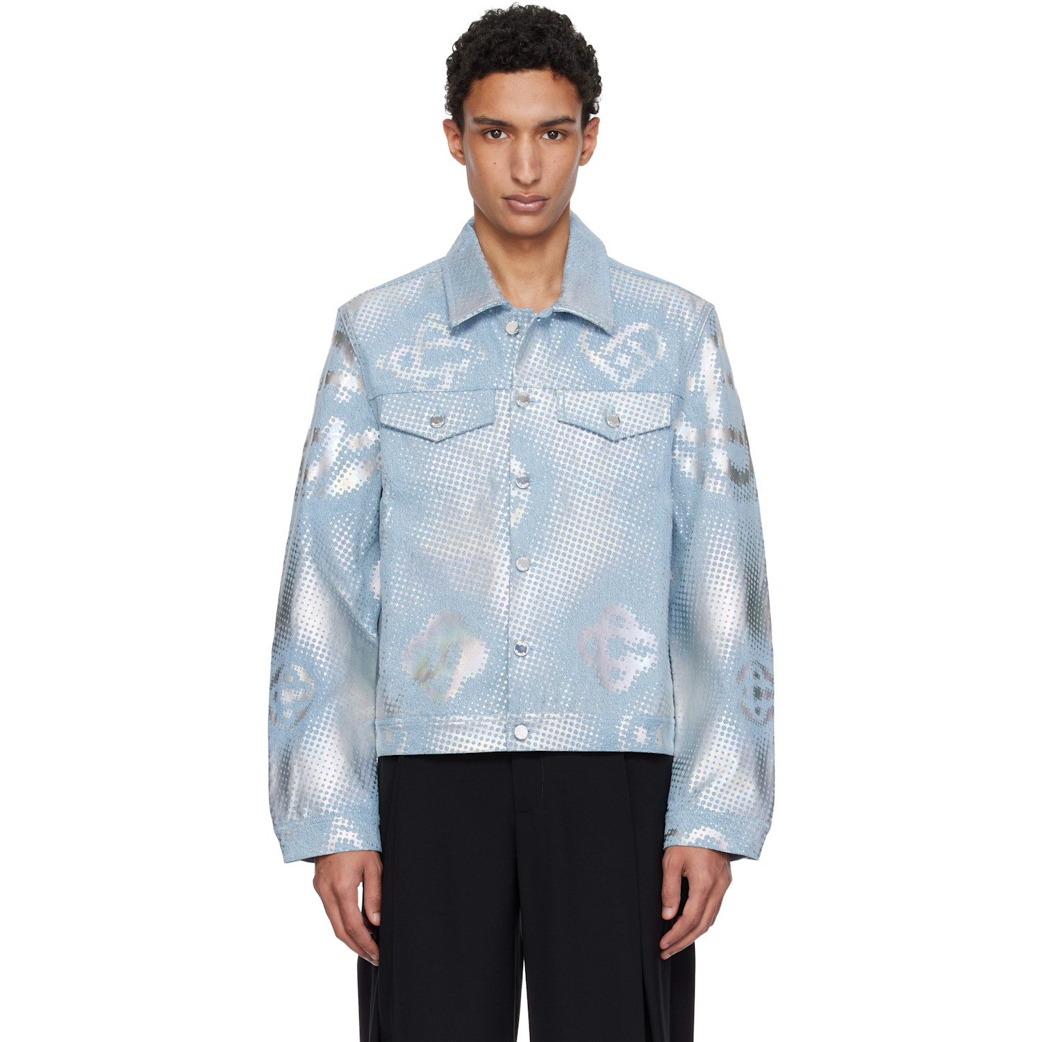 Casablanca Blue Pearlescent Monogram Denim Jacket