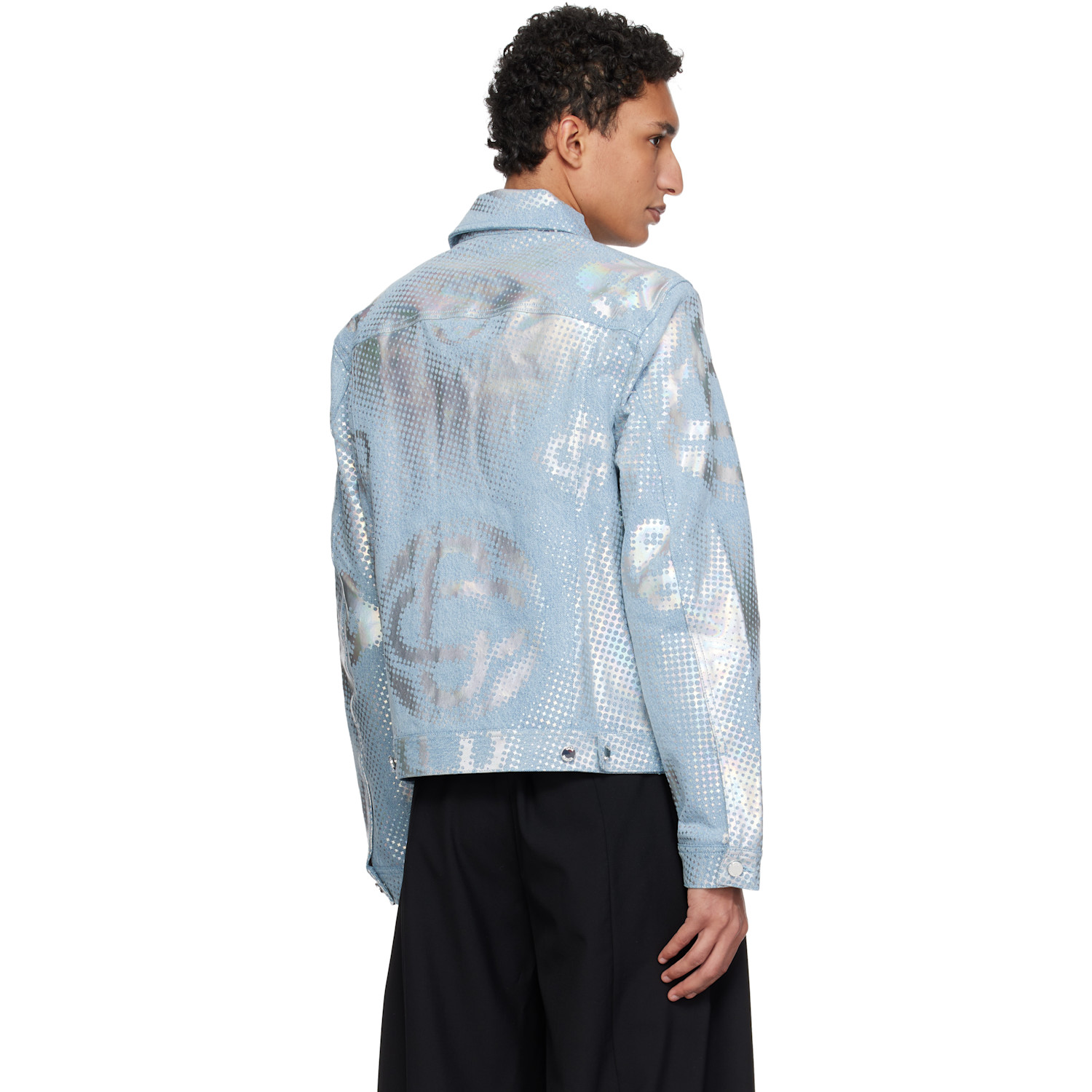 Casablanca Blue Pearlescent Monogram Denim Jacket 