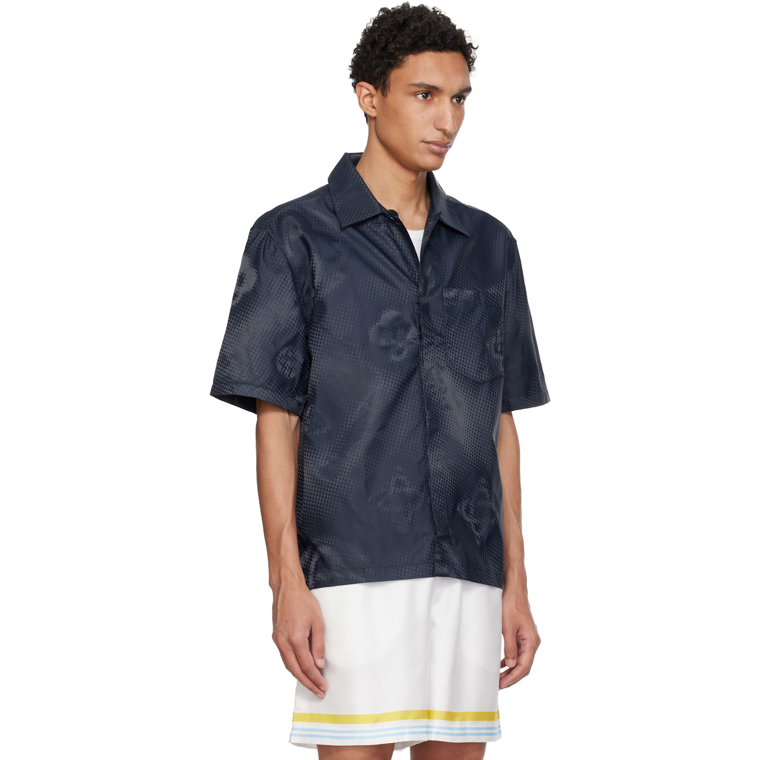  Casablanca Navy Monogram Ss Shirt 