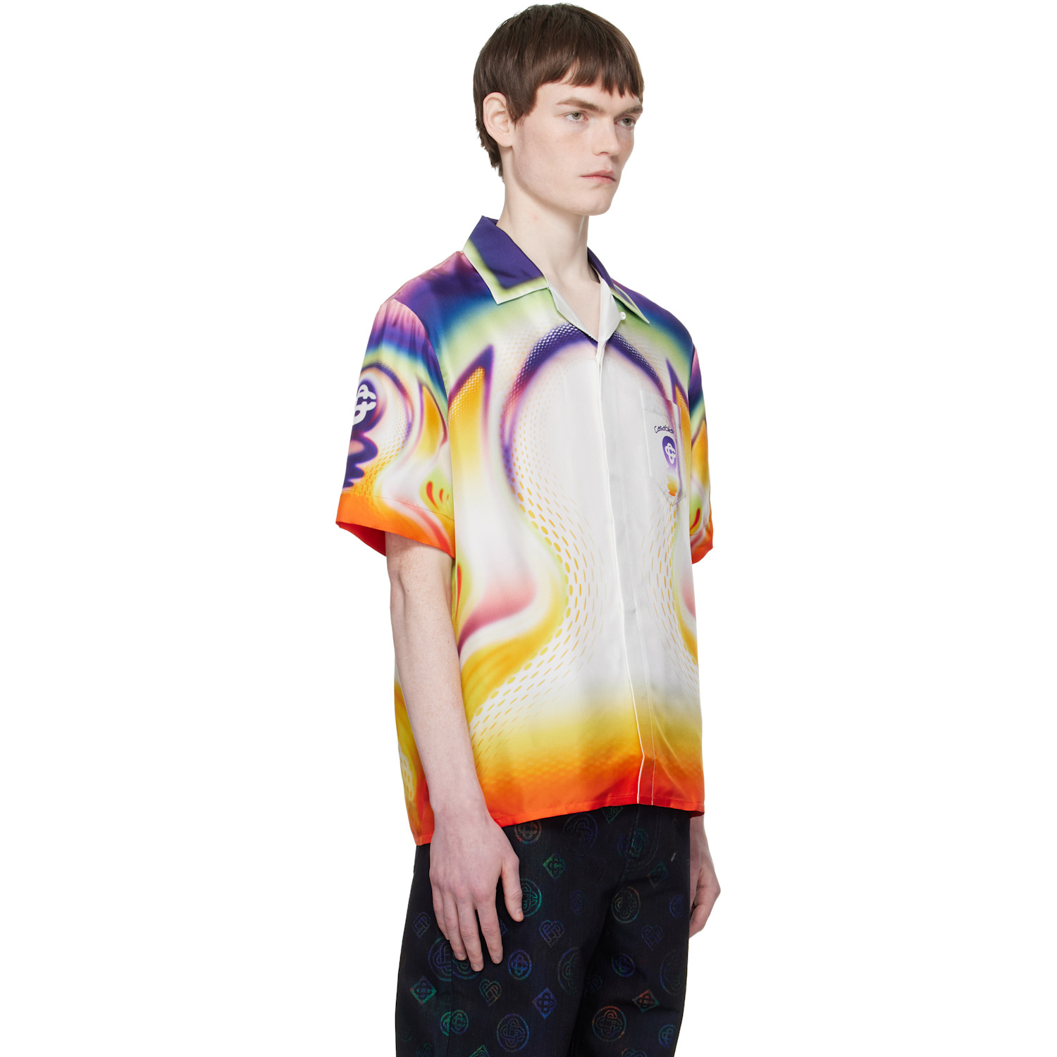  Casablanca Multicolor Open Collar Short Sleeve Shirt 