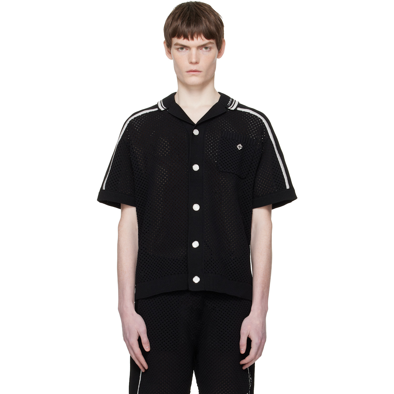 Casablanca Black Short Sleeve Mesh Shirt