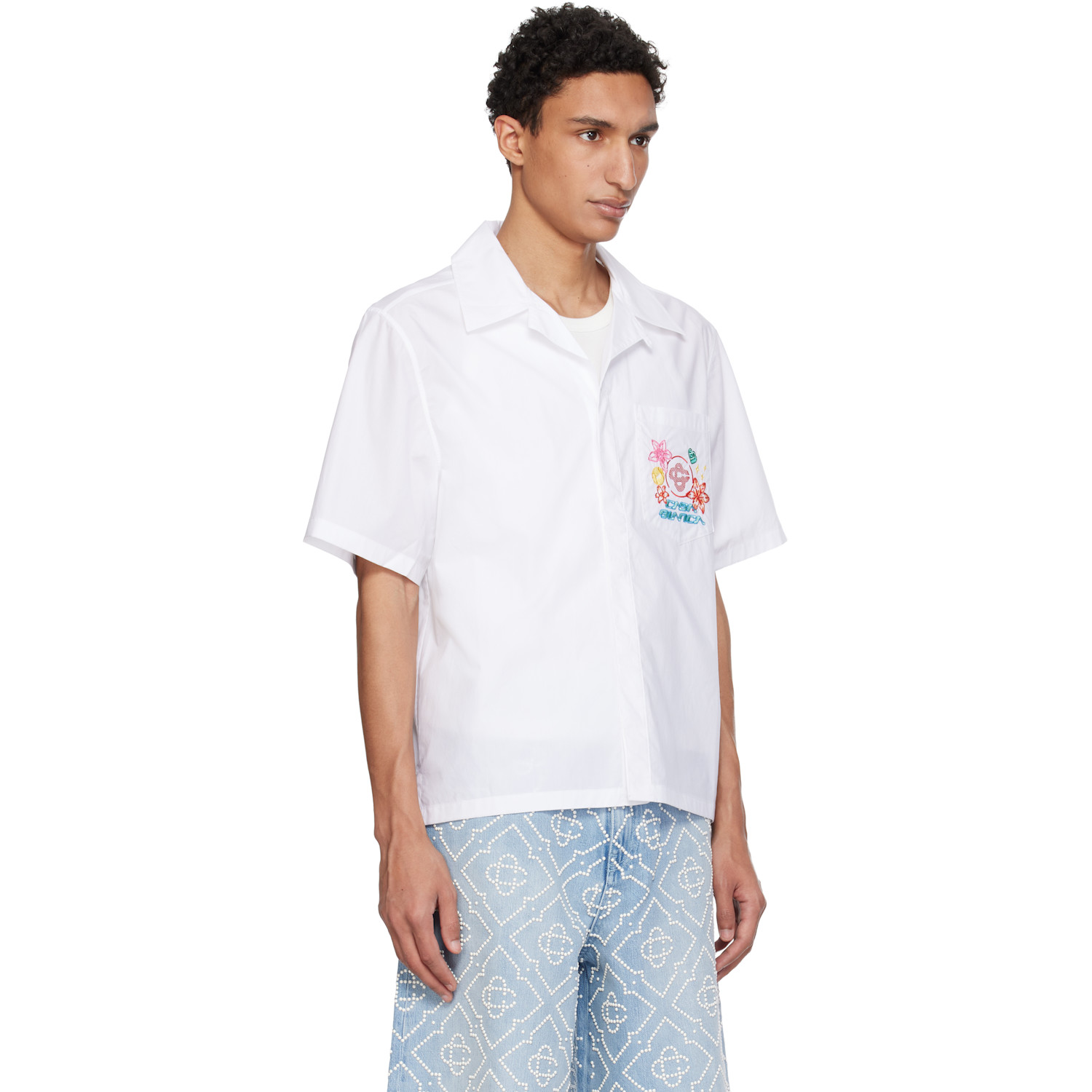  Casablanca White Collage D'icones Graphiques Embroidered Shirt 