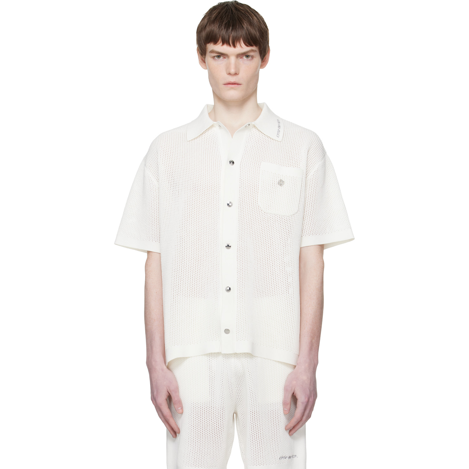 Casablanca Off-White Short Sleeve Mesh Shirt