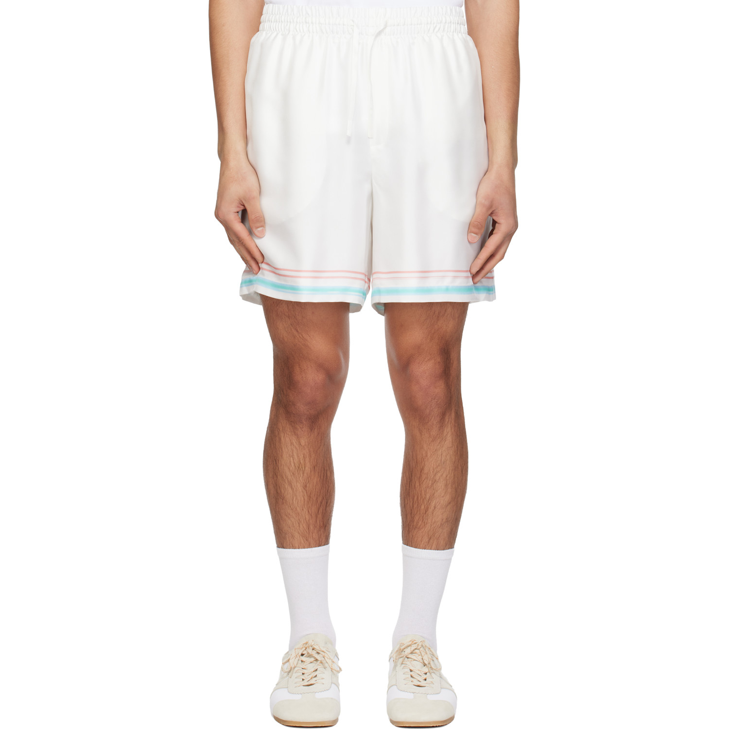 Casablanca White Dance Joy Silk Shorts