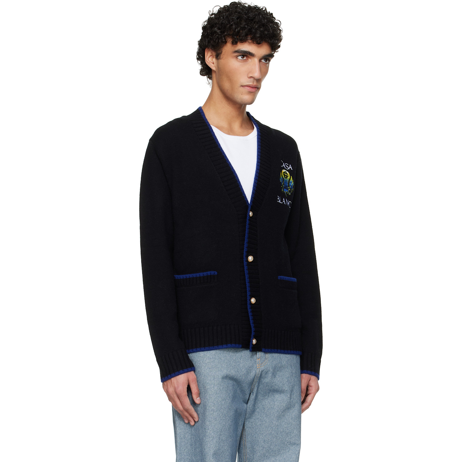 Casablanca Black Flaming Tennis Ball Cardigan 