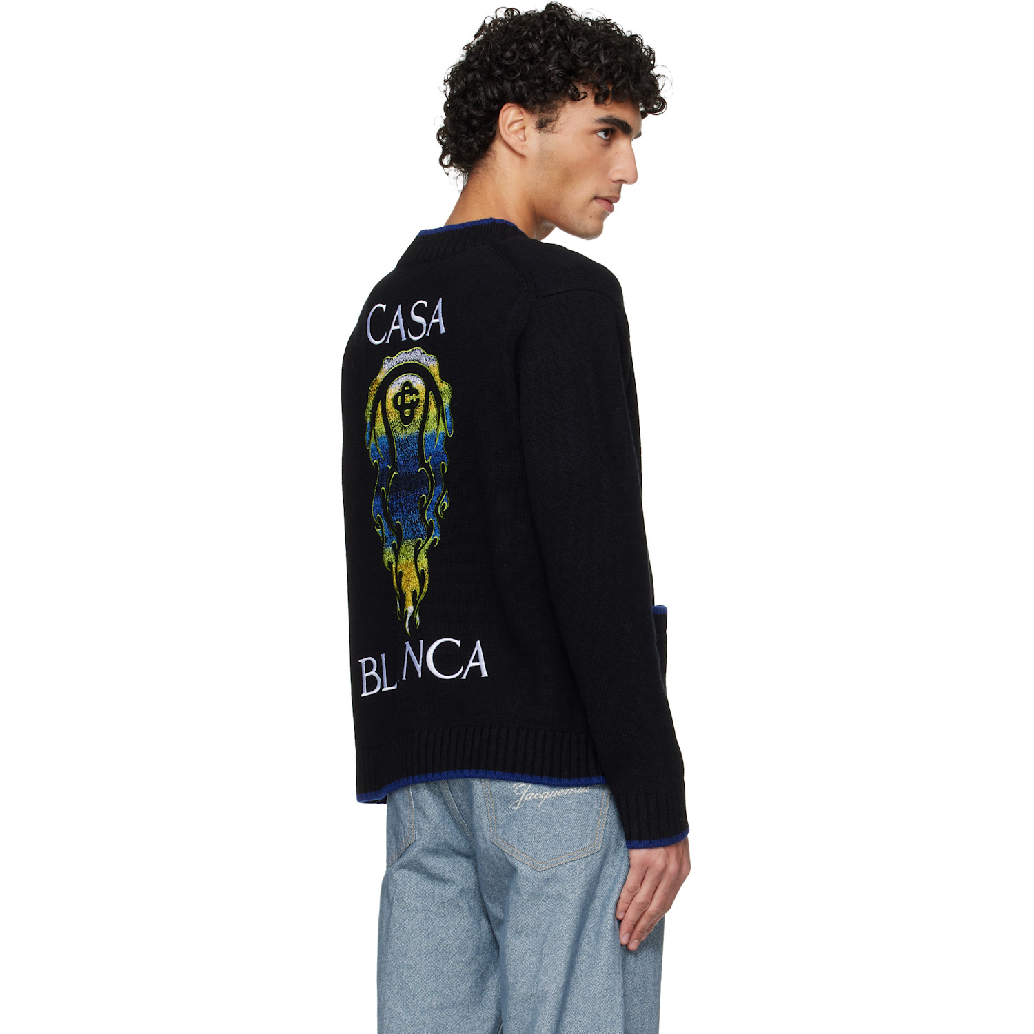  Casablanca Black Flaming Tennis Ball Cardigan 