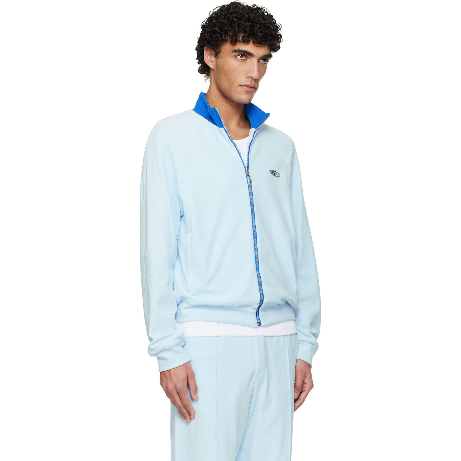  Casablanca Blue Velour Track Jacket 