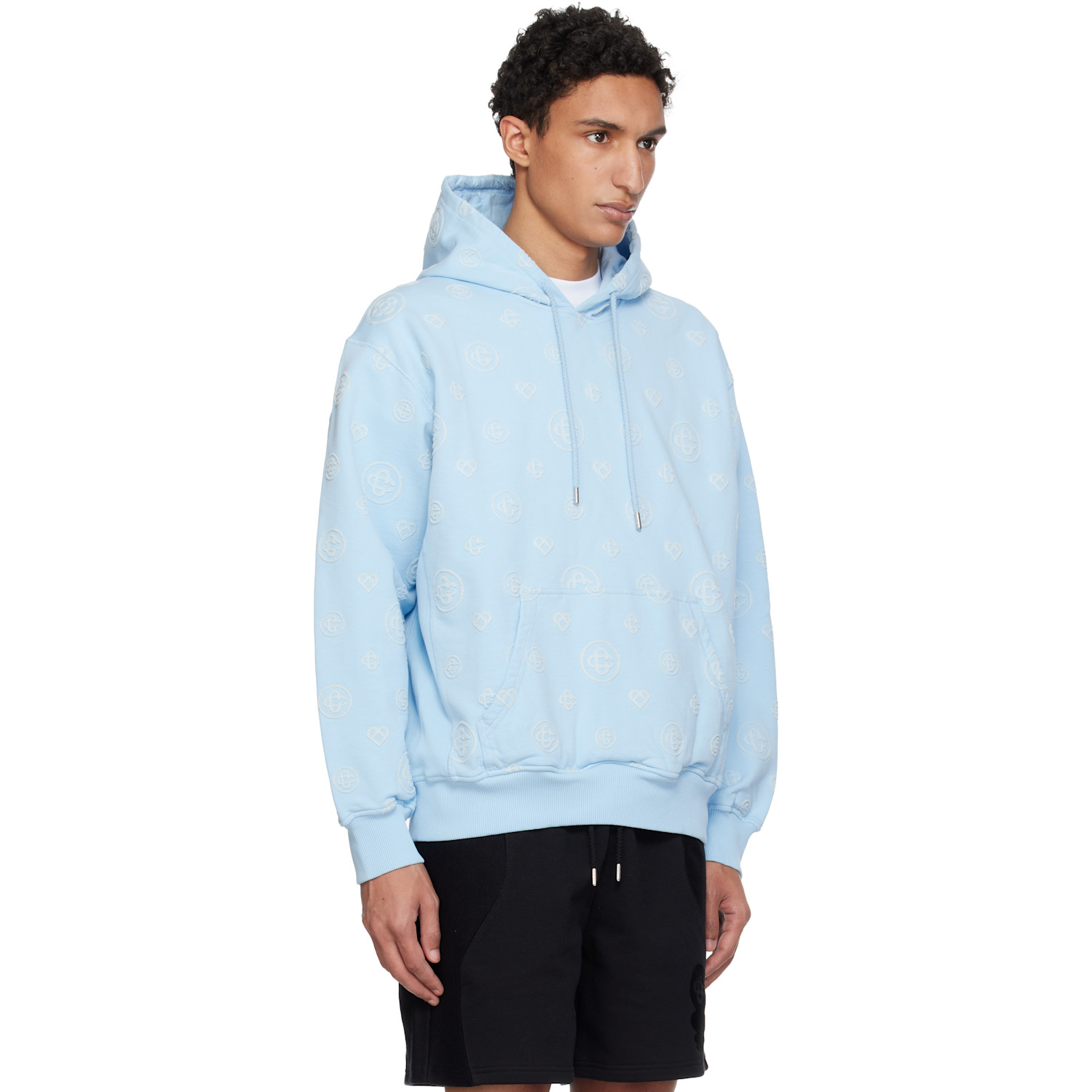  Casablanca Blue Applique Monogram Hoodie 