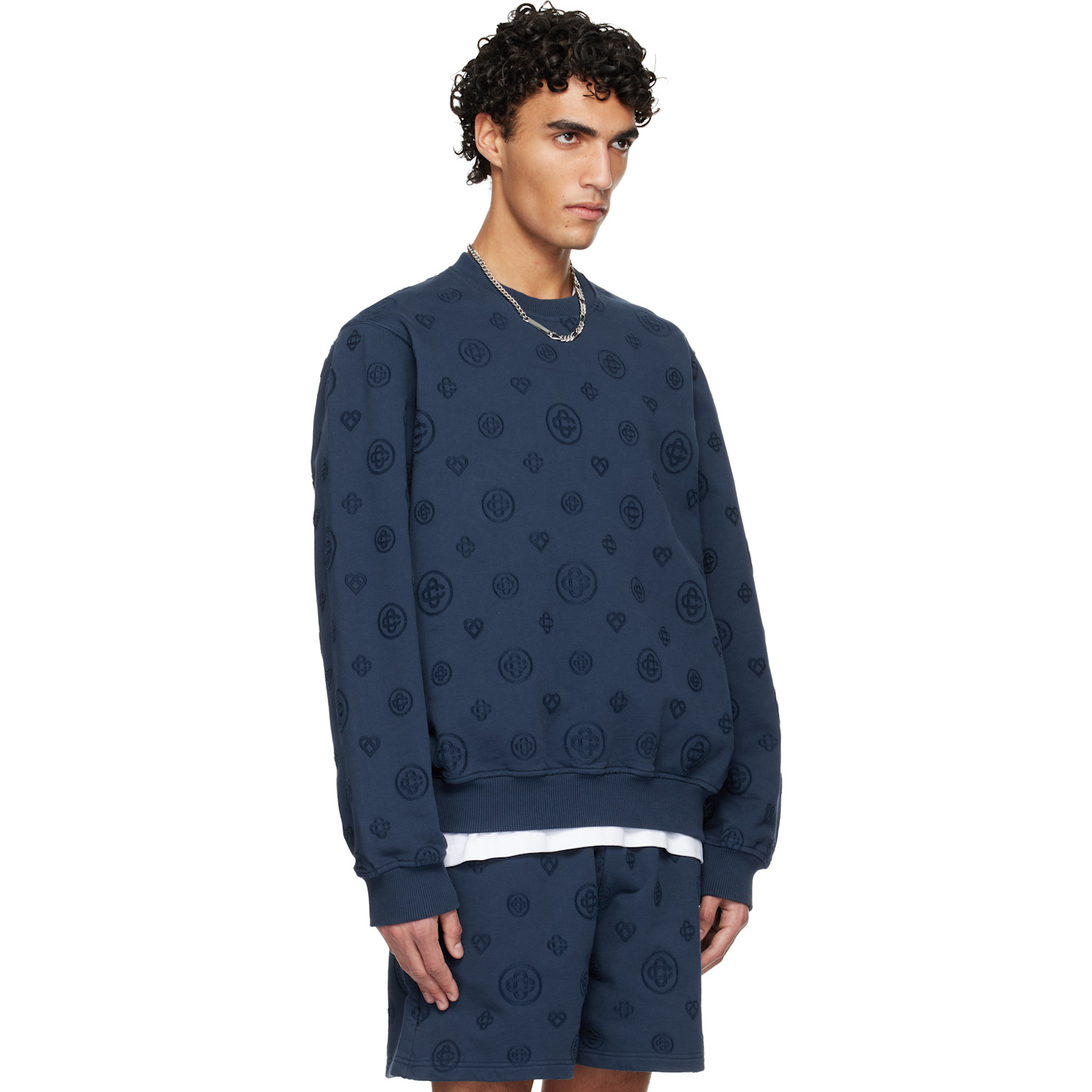  Casablanca Navy Applique Monogram Sweatshirt 