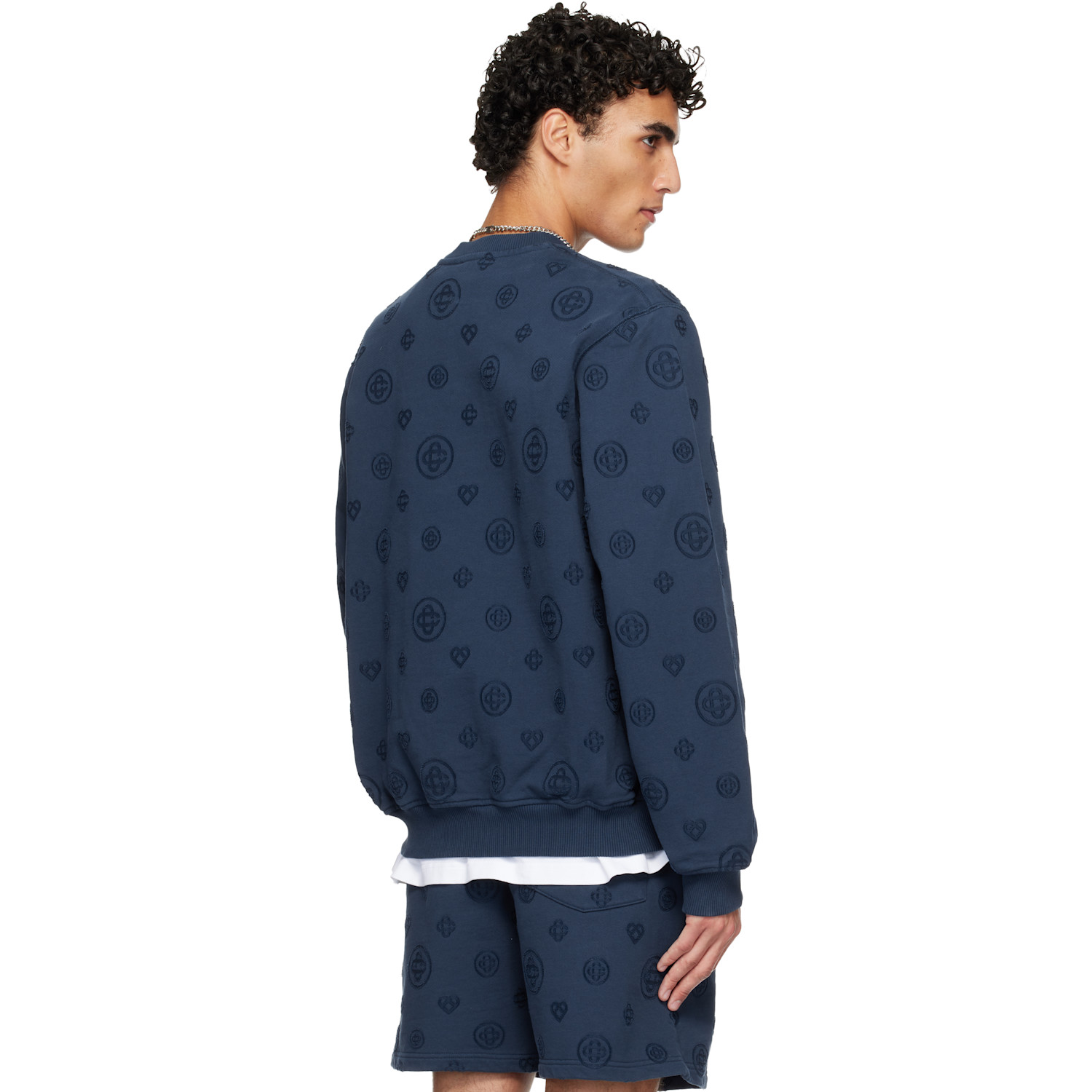  Casablanca Navy Applique Monogram Sweatshirt 