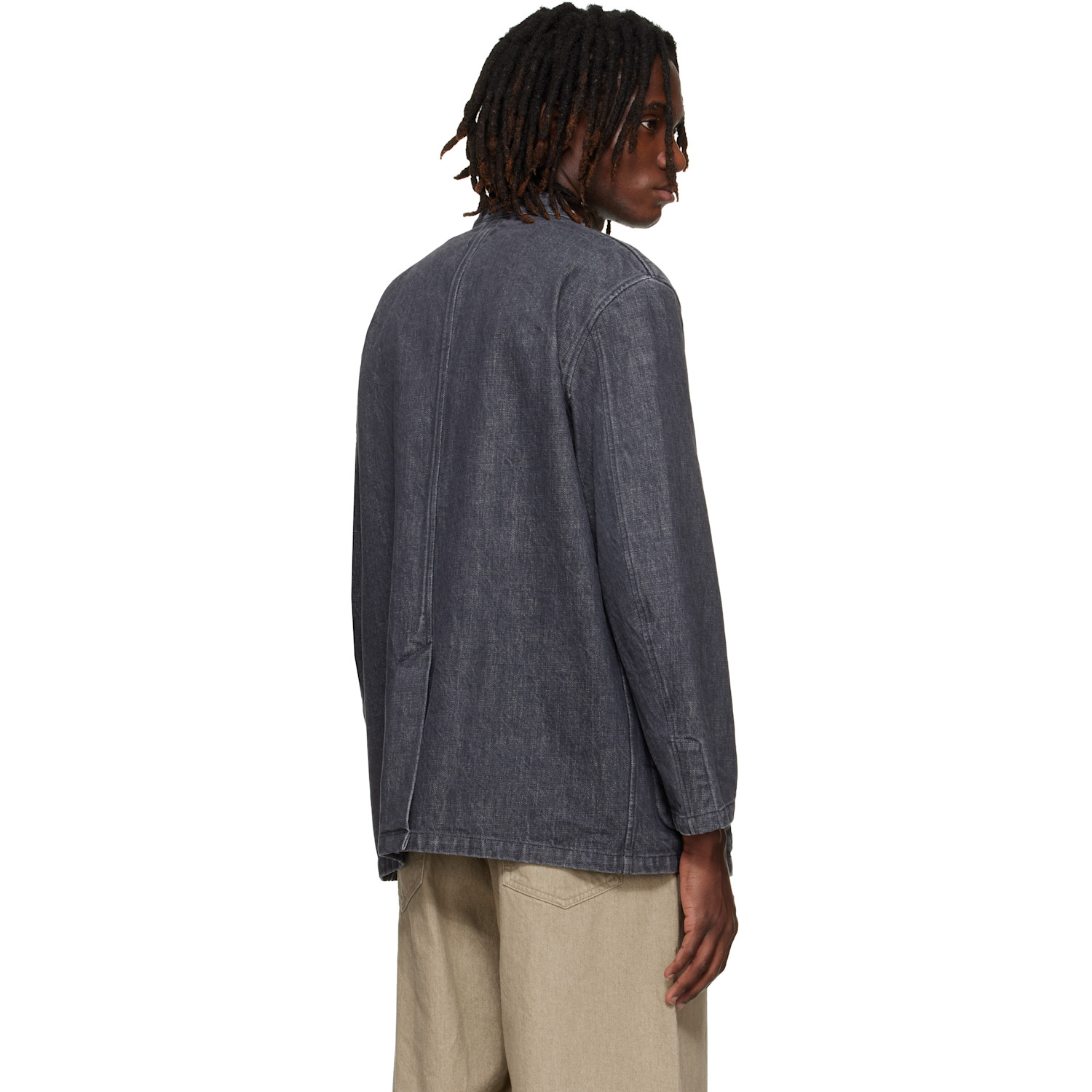  Yoke Gray Denim Cut-off Blazer 