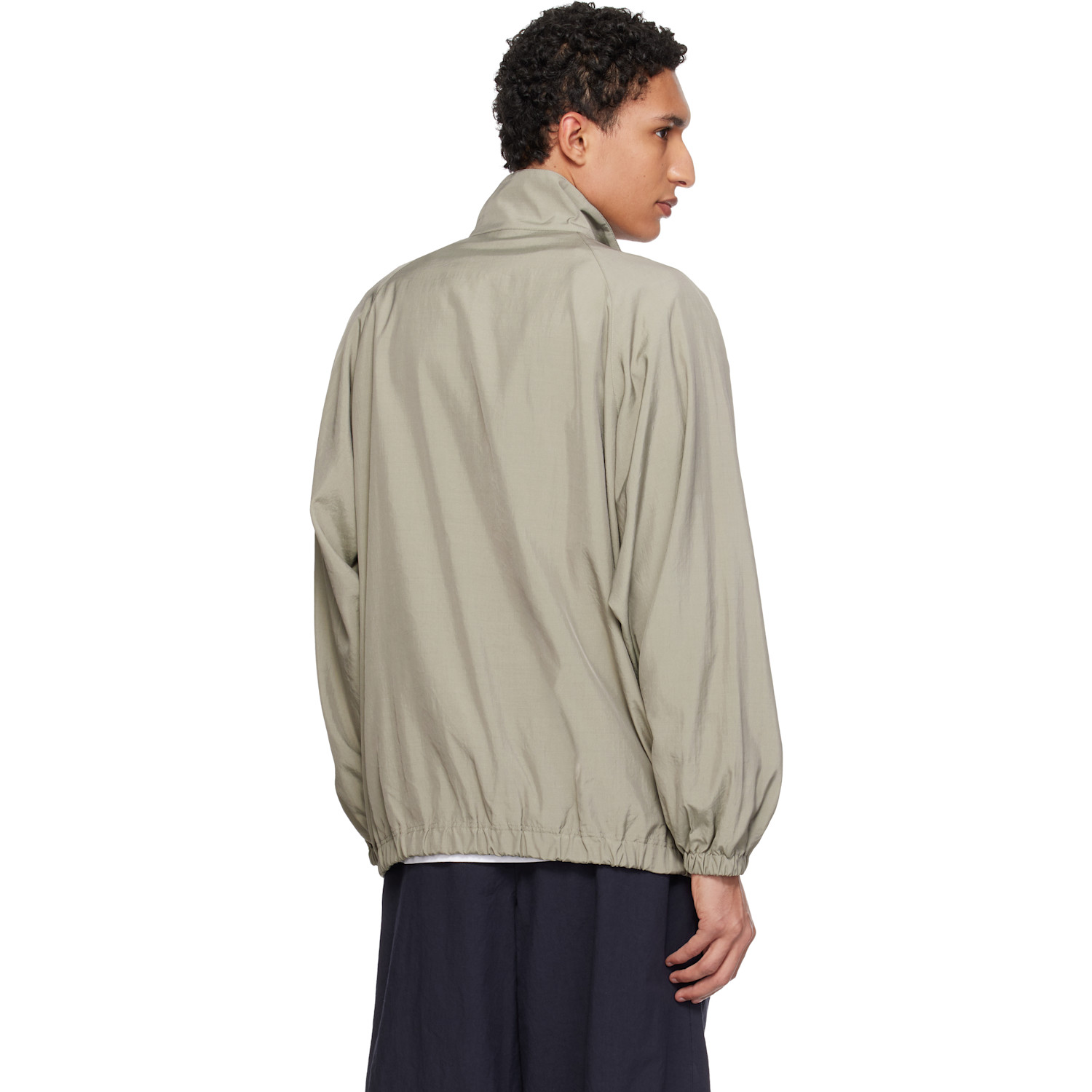  Yoke Khaki Silk Nylon 3/4 Zip Pullover Jacket 
