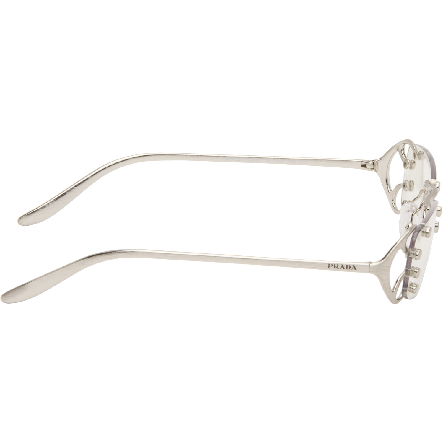  Prada Eyewear Silver Rimless Metal Glasses 