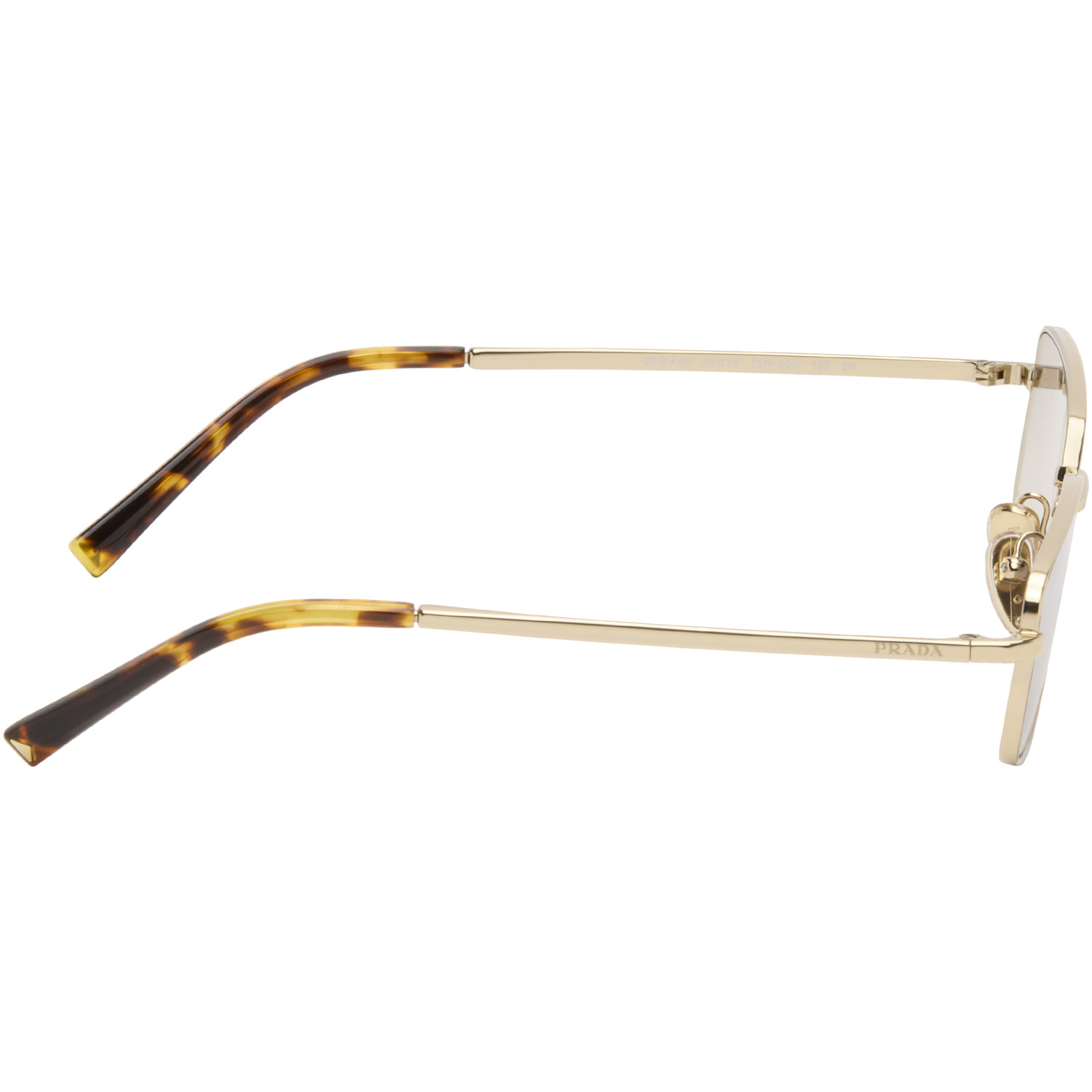  Prada Eyewear Gold Rectangle Metal Sunglasses 