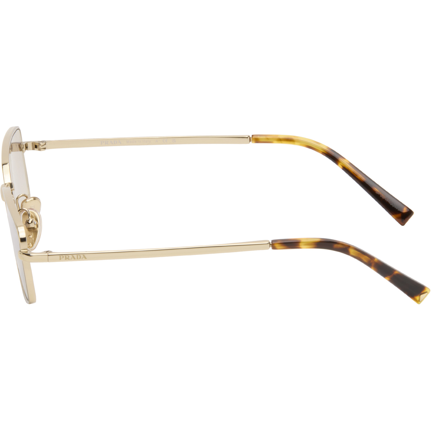  Prada Eyewear Gold Rectangle Metal Sunglasses 