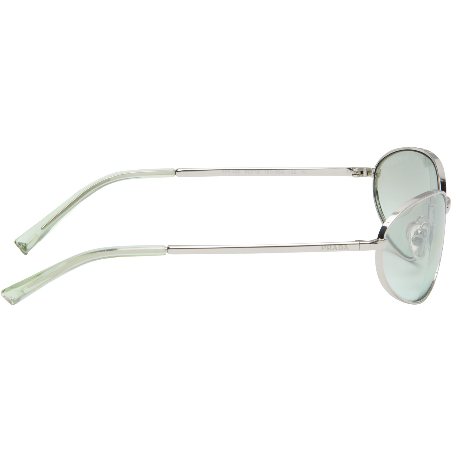  Prada Eyewear Silver Metal Oval Sunglasses 