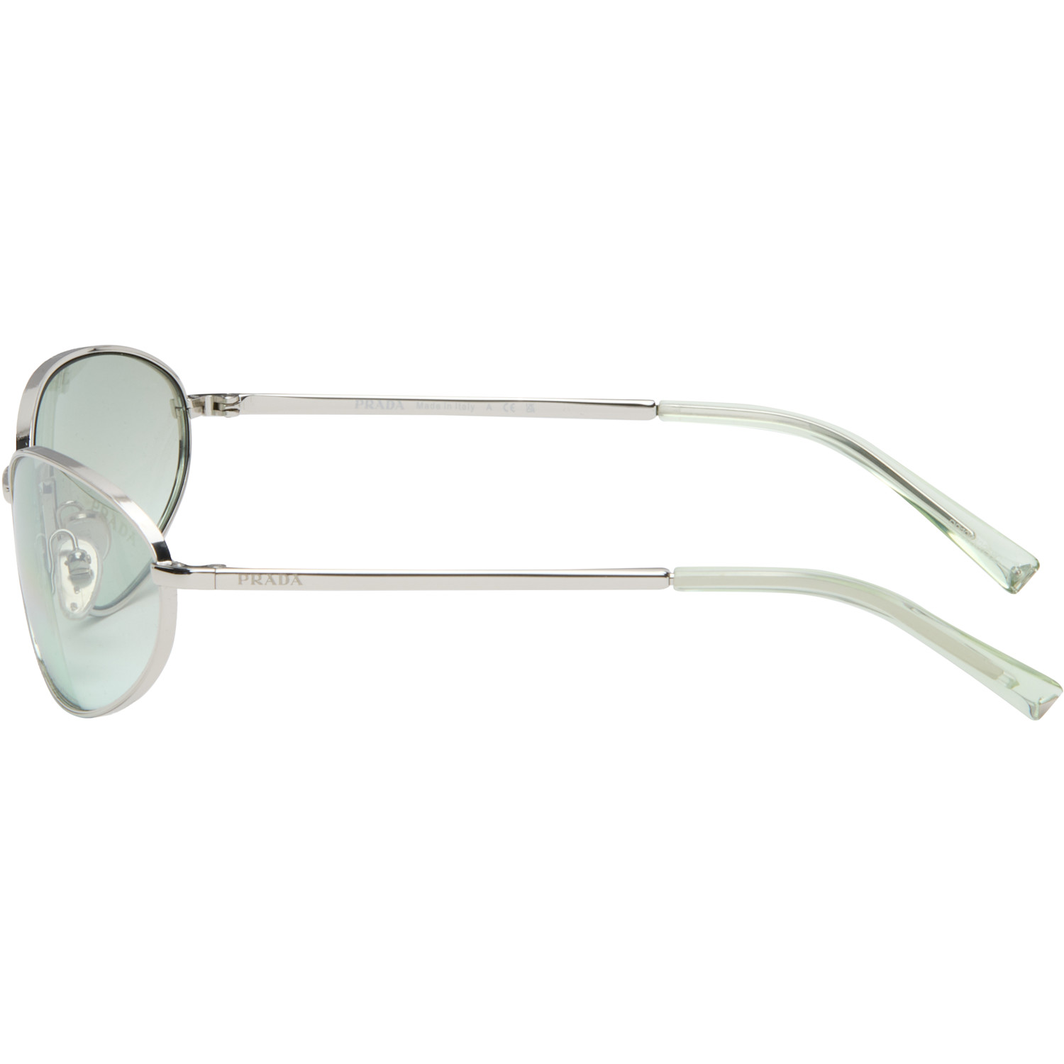 Prada Eyewear Silver Metal Oval Sunglasses 