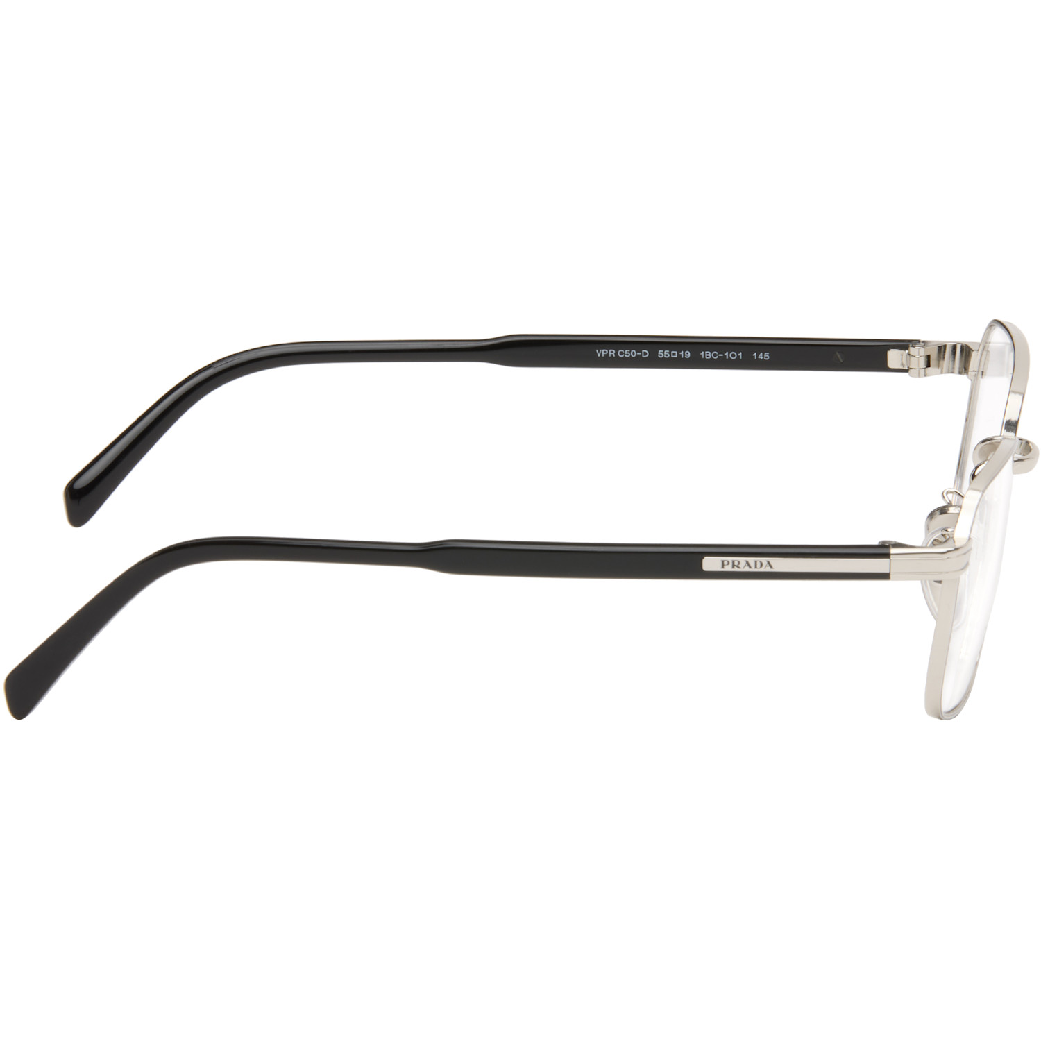  Prada Eyewear Silver & Black Square Glasses 