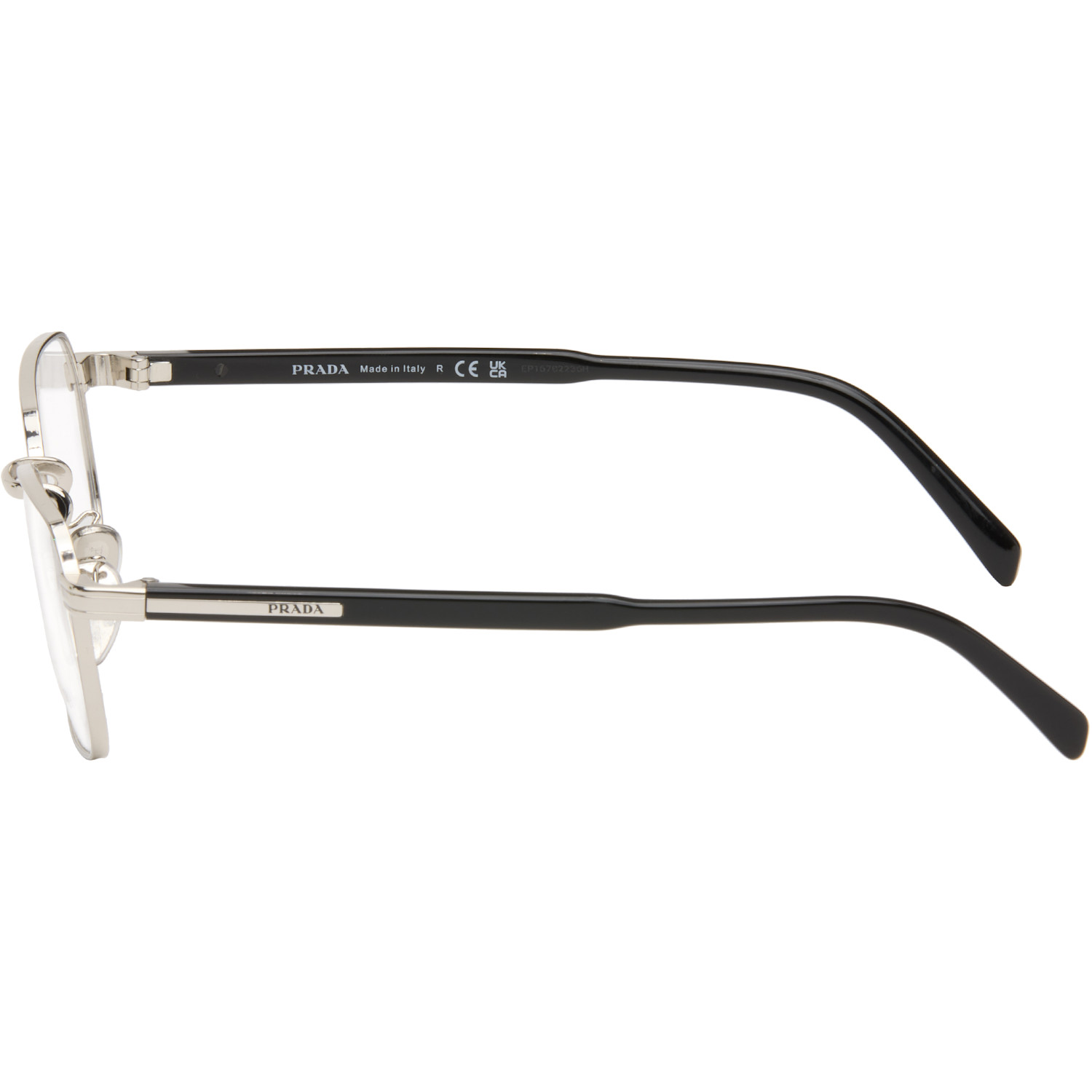  Prada Eyewear Silver & Black Square Glasses 