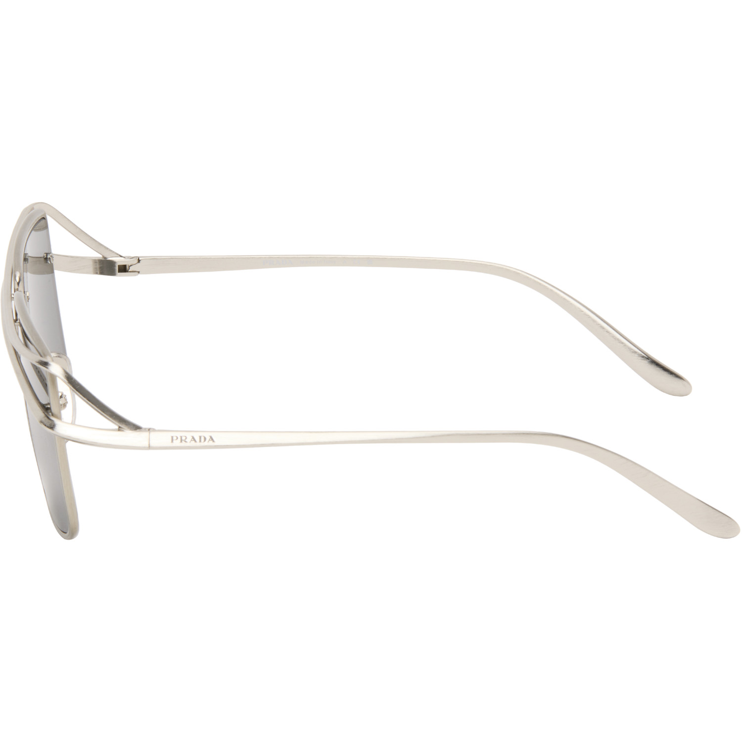  Prada Eyewear Silver Square Metal Sunglasses 