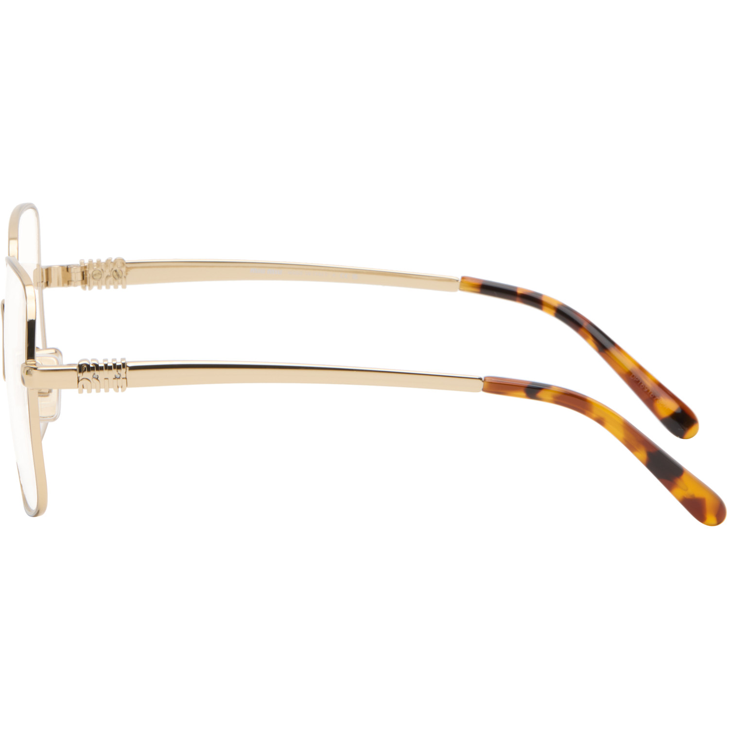  Miu Miu Eyewear Gold Large Square Metal Glasses 