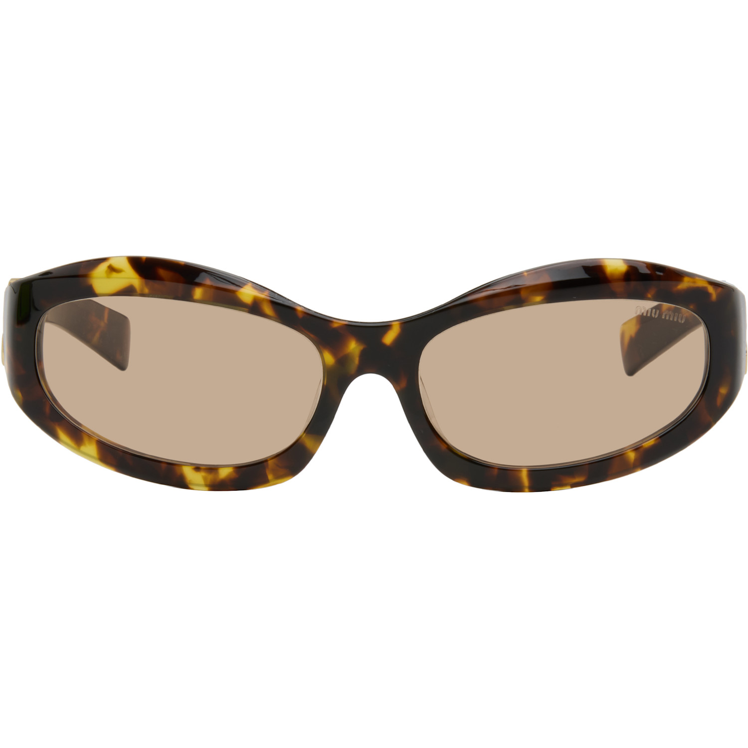 Miu Miu Brown Shield Logo Sunglasses MIU MIU SUNGLASSES SMU51G 7FS-3N1 Shield Gold And Tortoise  main image 2