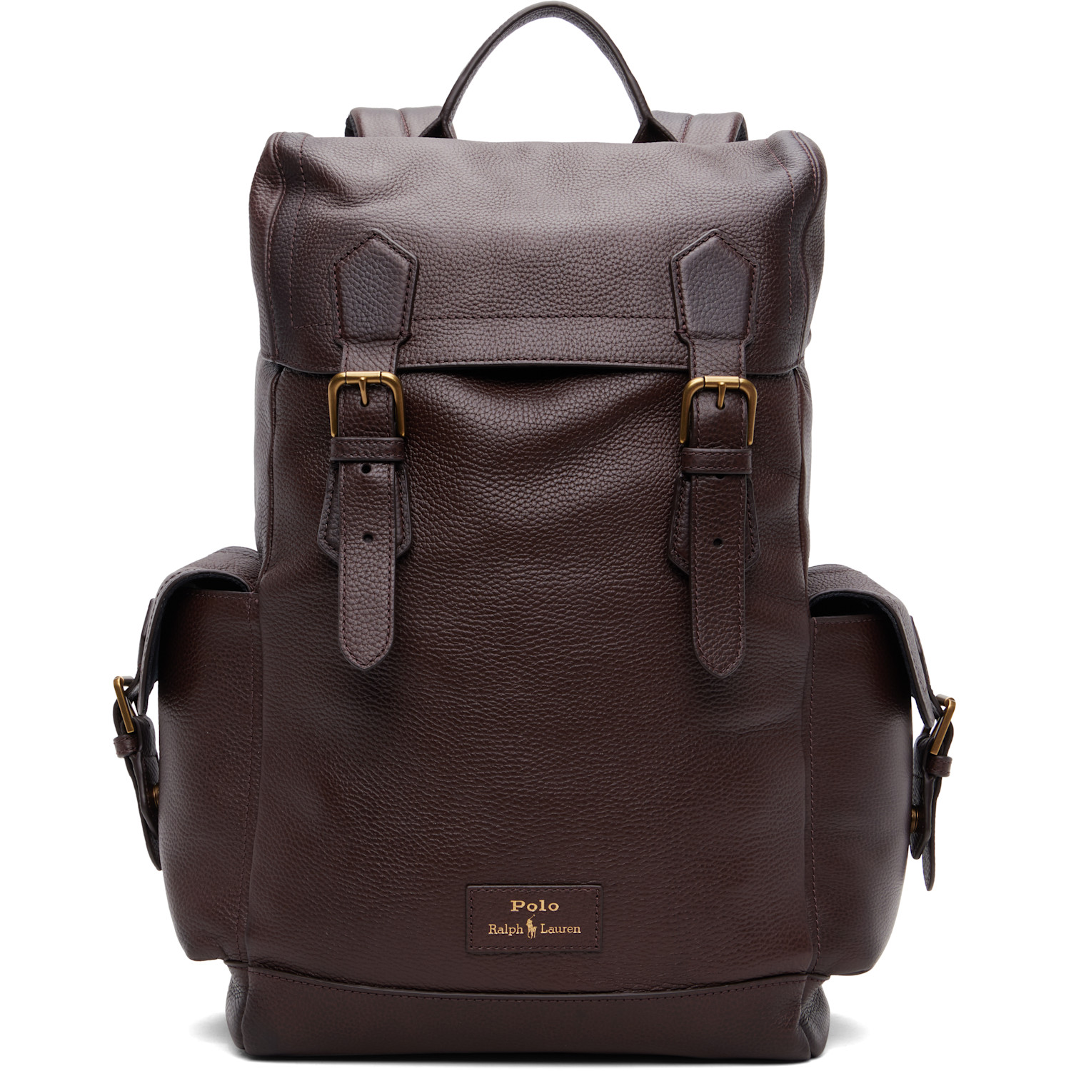 Polo Ralph Lauren Brown Pebbled Leather Backpack