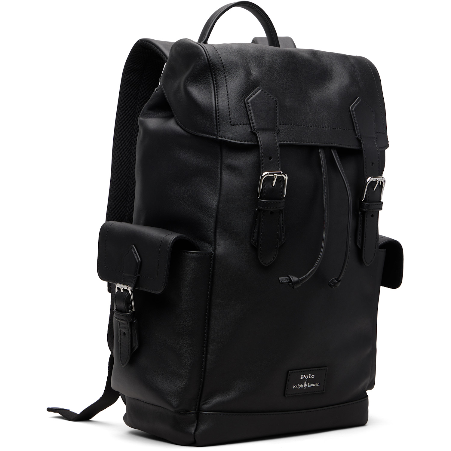  Polo Ralph Lauren Black Smooth Leather Backpack 
