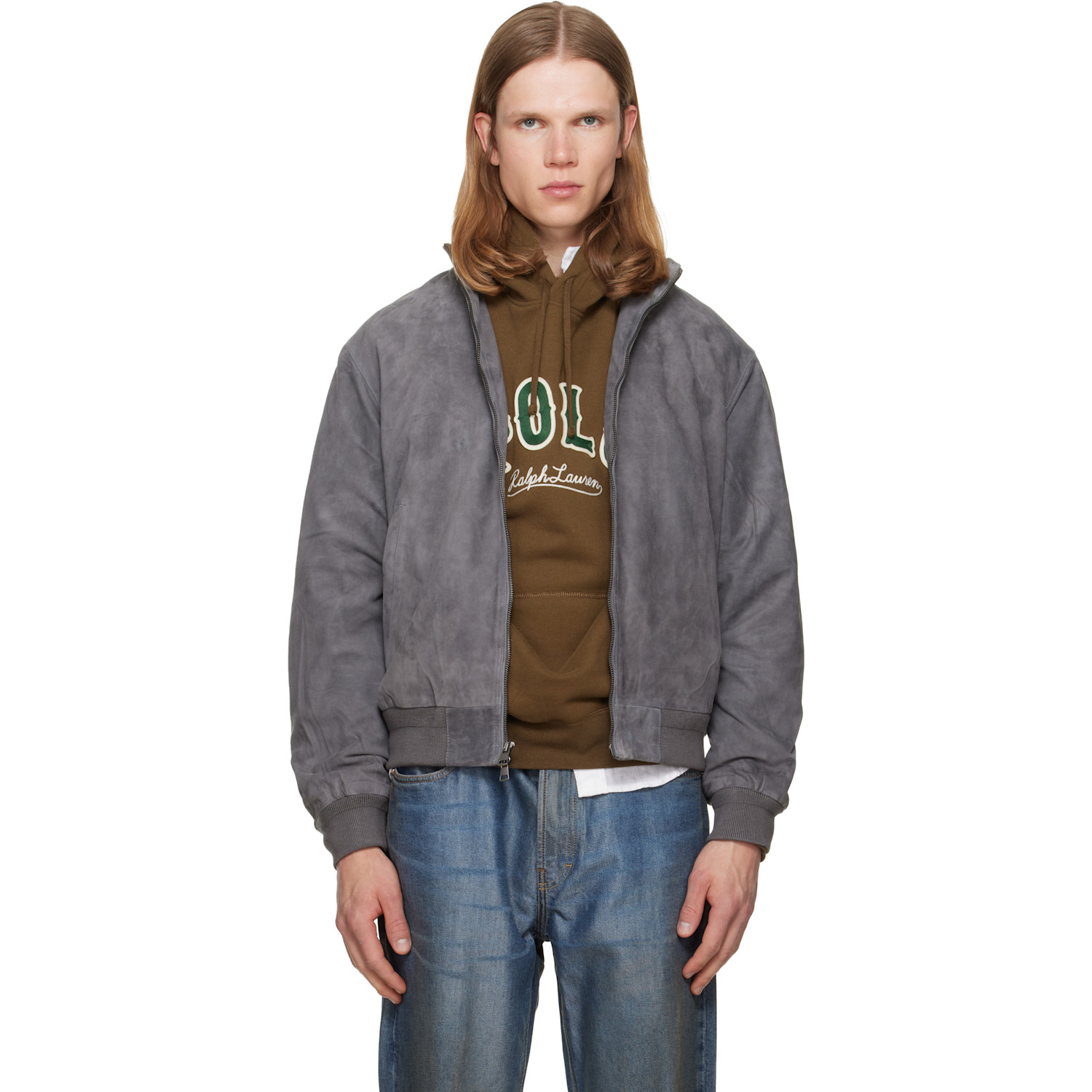 Polo Ralph Lauren Gray 'The Charleton' Suede Jacket