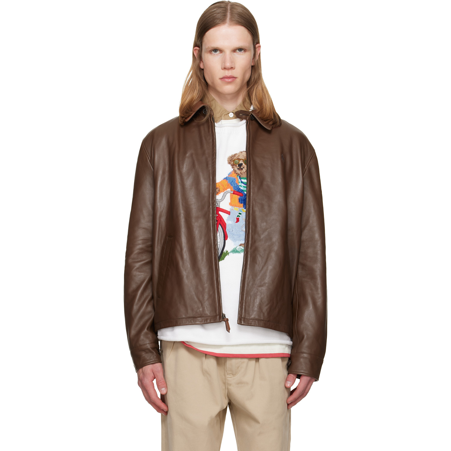 Polo Ralph Lauren Brown 'The Bayville' Leather Jacket